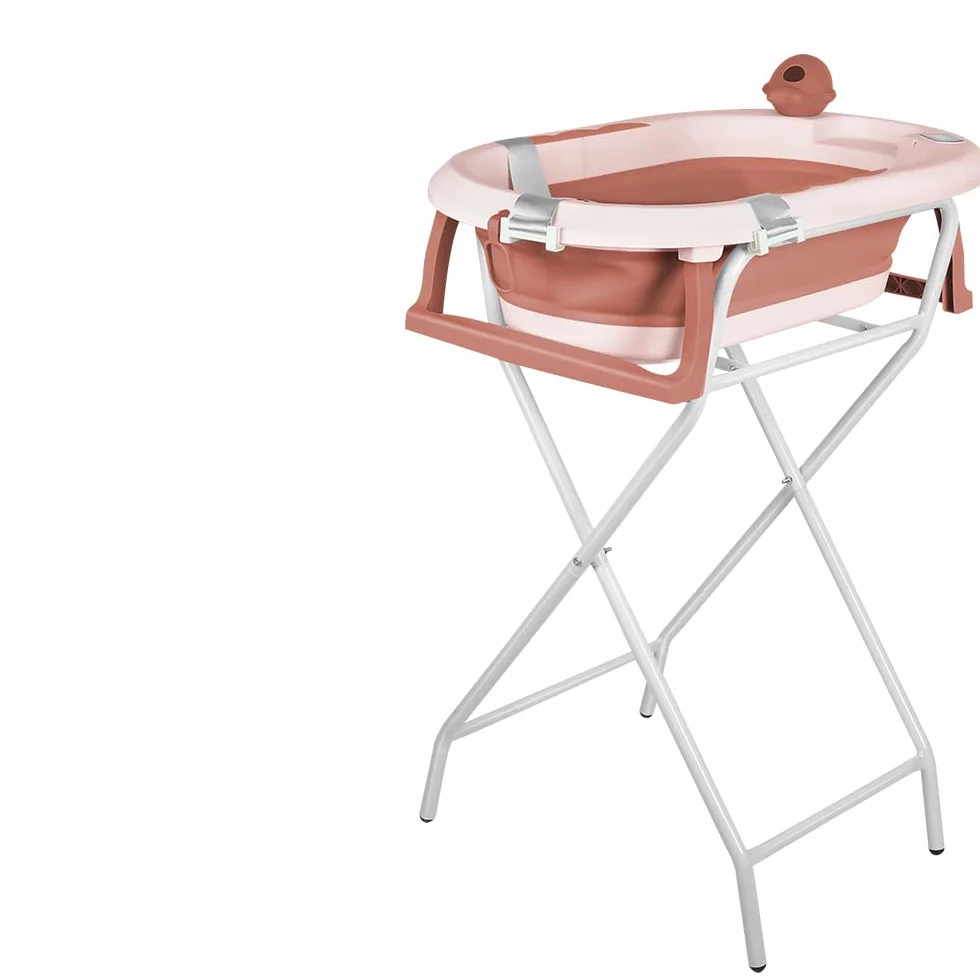 Baignoire pour bébé avec support, ergonomique, compacte, 10 kg, 81,5 x 48 x 21 cm - Rose