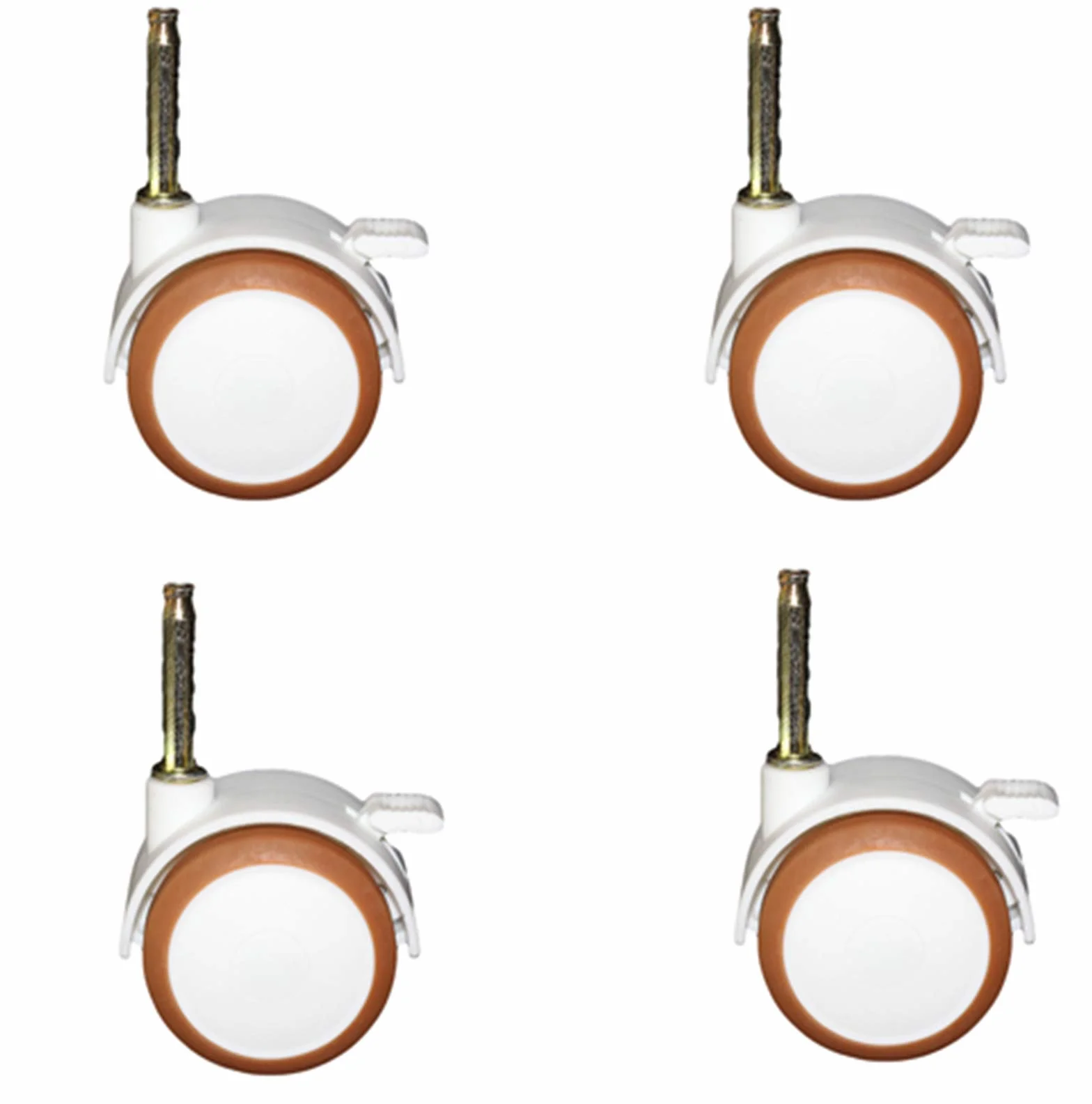 Roues pivotantes pour berceau 2 pouces, lot de 4, émail blanc, silencieuses avec frein