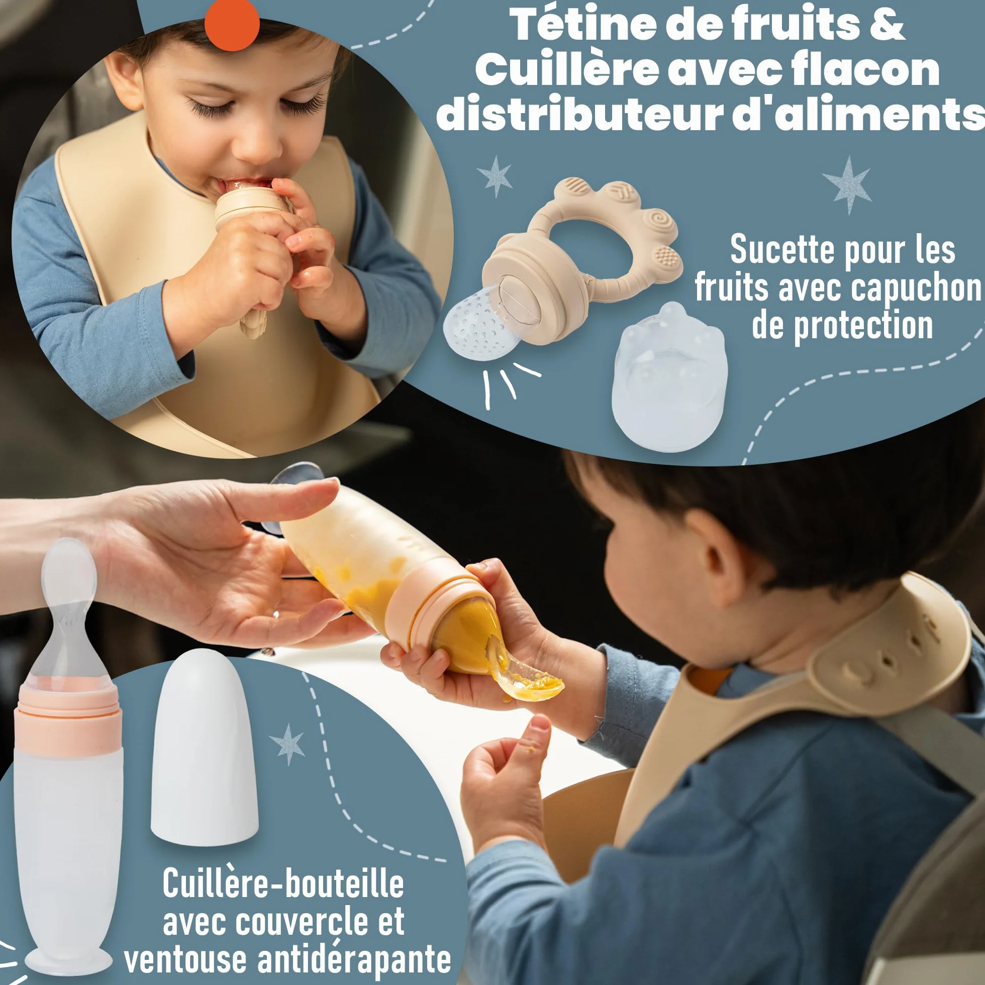 Assiette Ventouse pour Bébé - Coffret Repas Bebe 1er Age - Cadeau Bébé Garçon