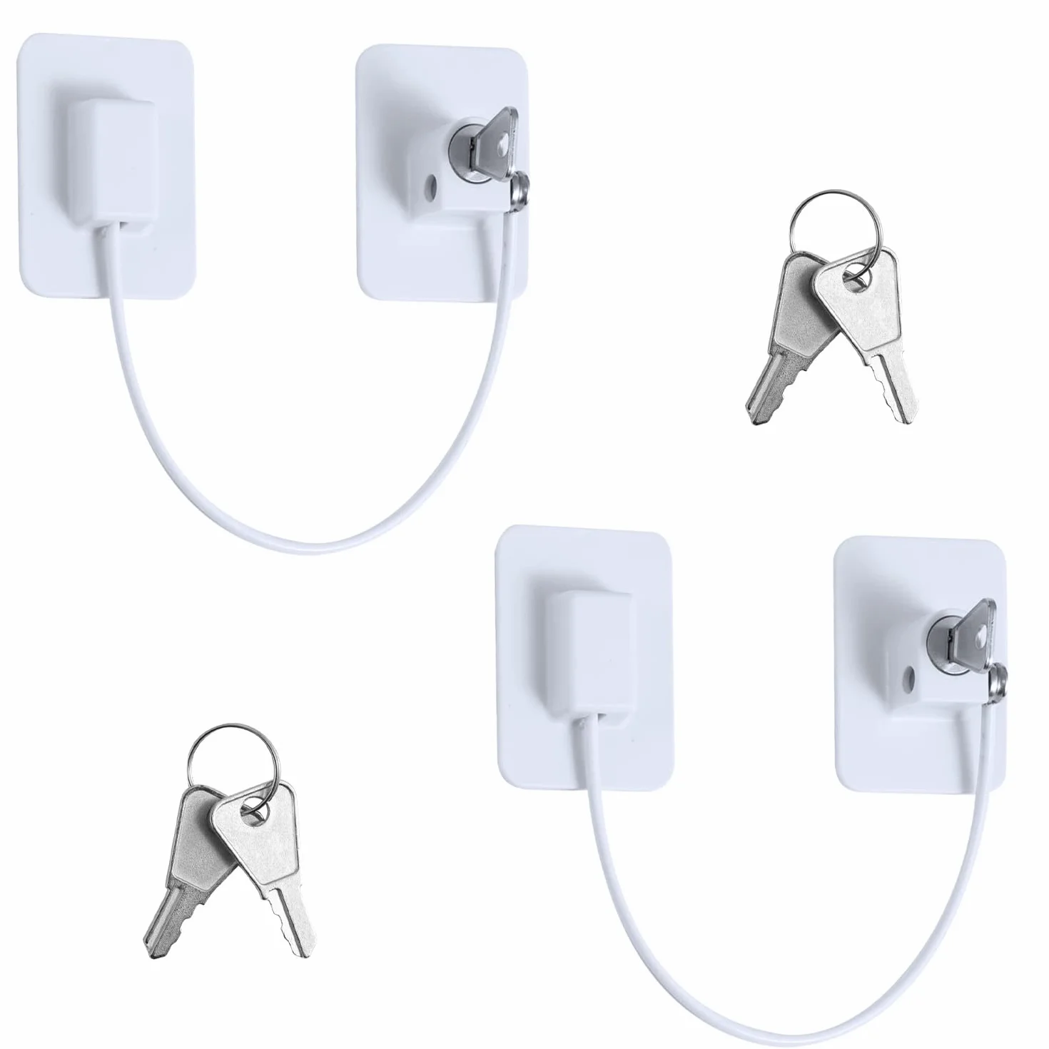 Serrure Protection Fenêtre Enfant avec 4 Clés, Forte Adhésif pour Porte Placard Armoire Tiroir