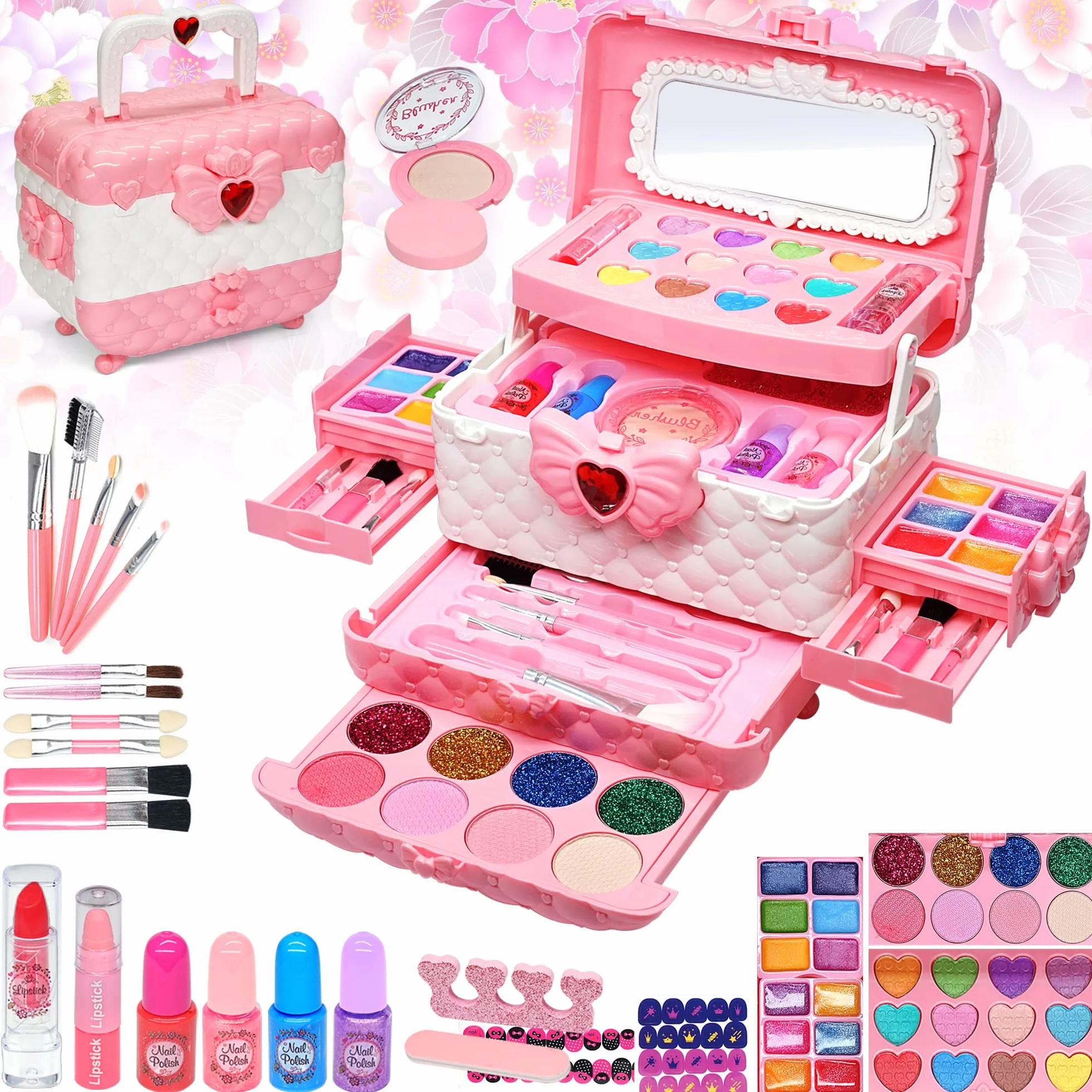 Coffret Maquillage Enfant Fille - Kit Maquillage Non Toxique Jouet Princesse 3+ Ans