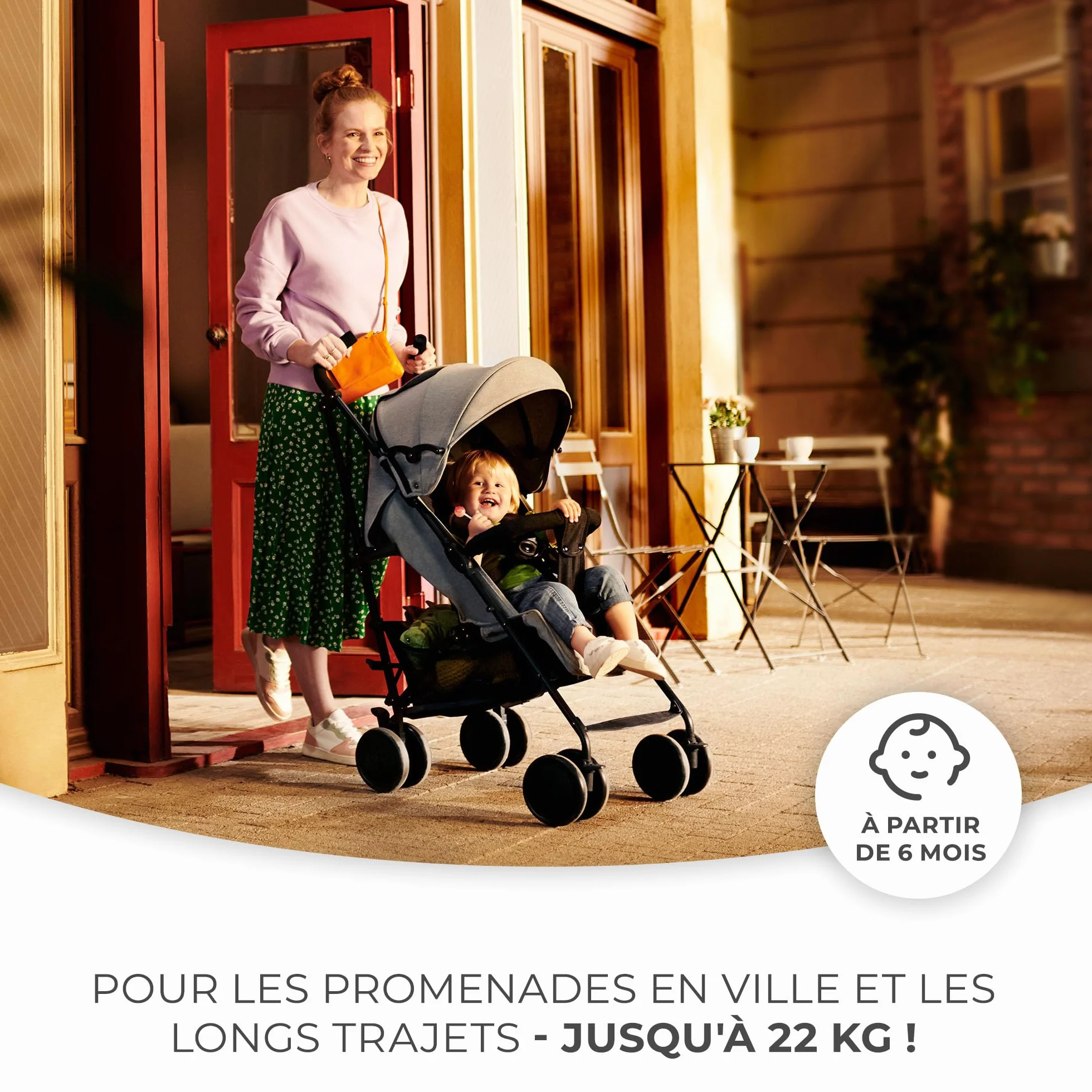 Kinderkraft Poussette Canne SIESTA, Pliable/Compacte, jusqu'à 22 kg, Rose