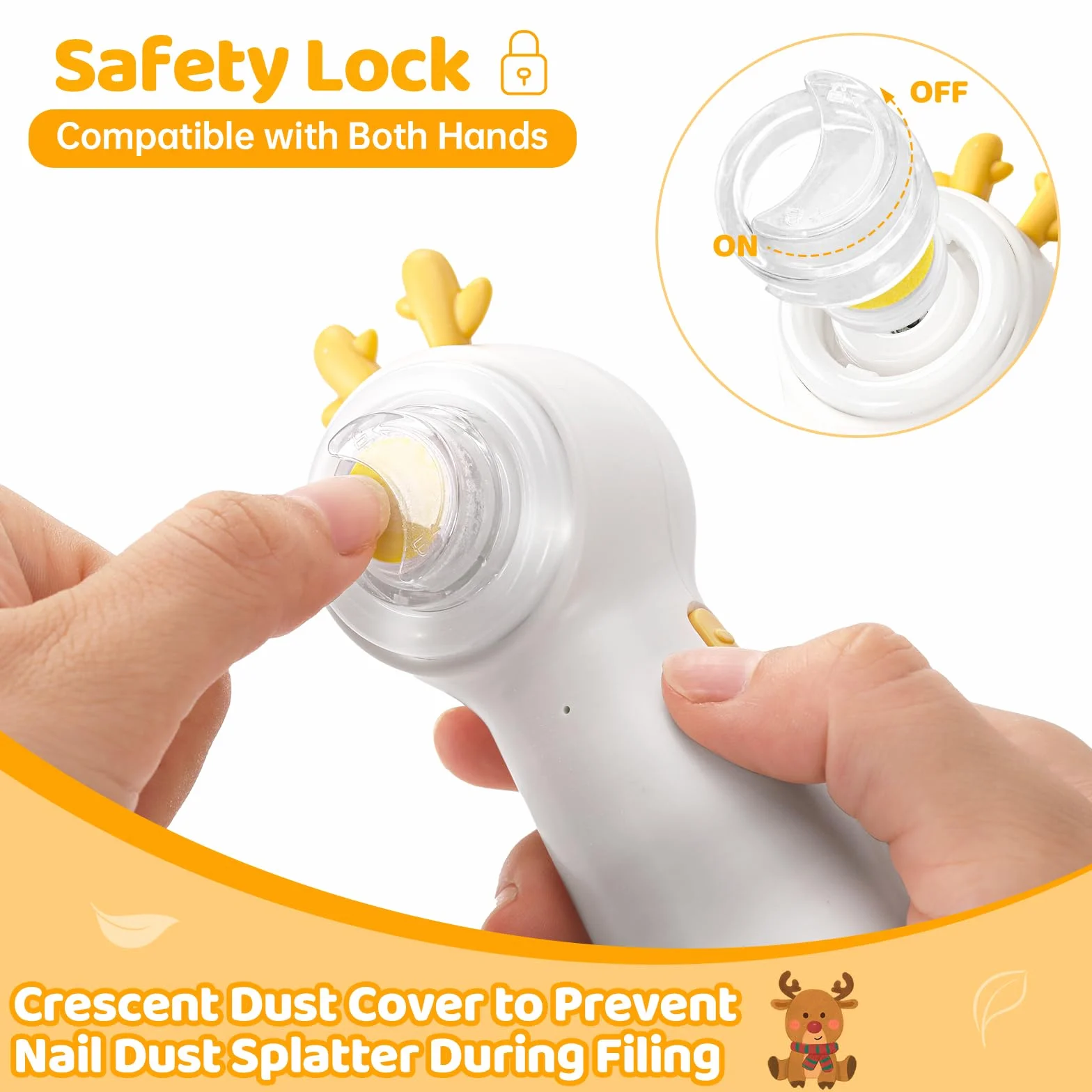 Lime à Ongle Électrique Bébé Rechargeable avec Coupe Ongle, 5 Têtes de Ponçage, Illuminé, Faible Bruit