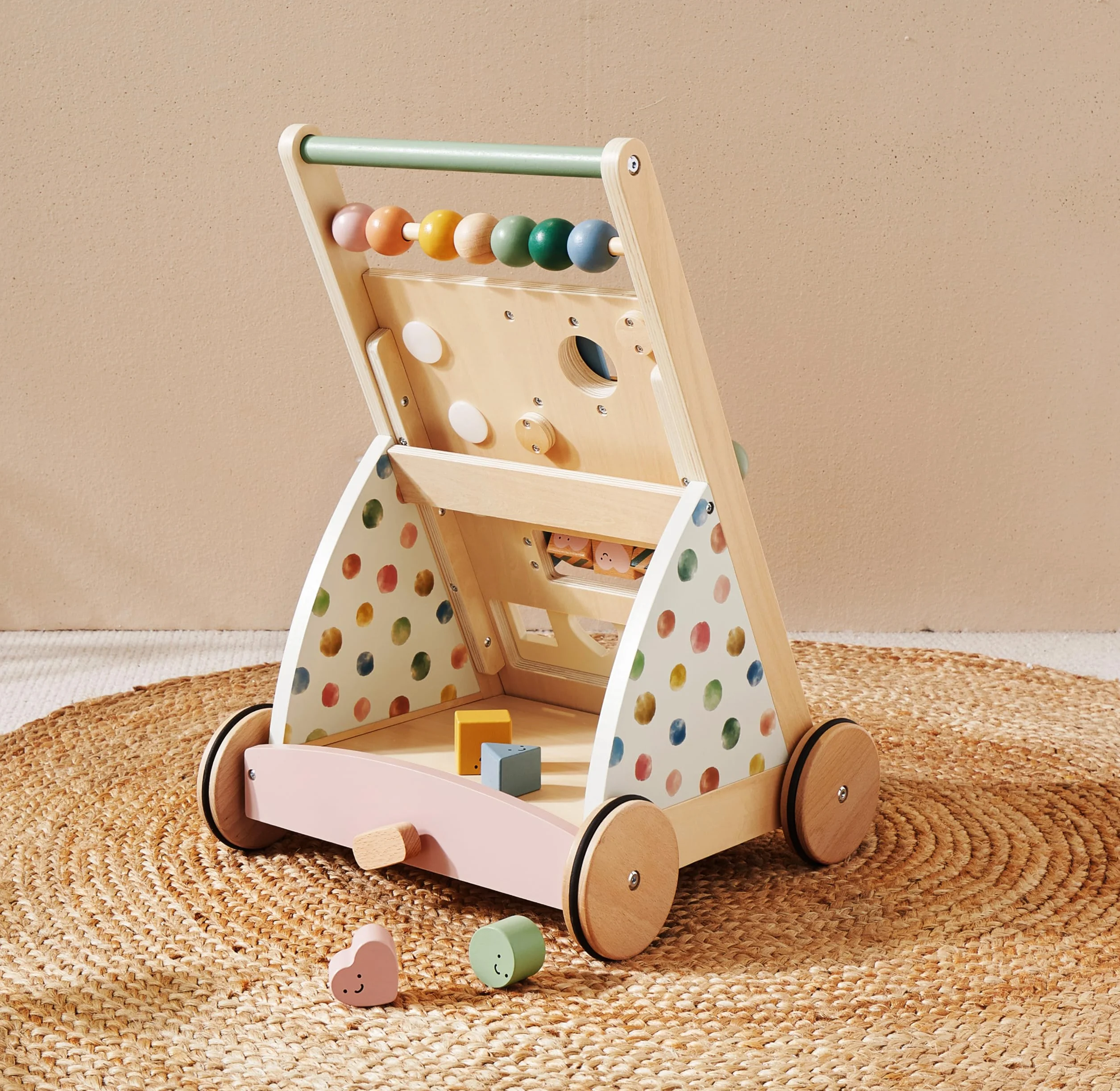 Tiny Land Trotteur en bois pour bébé - Aide à la marche avec vitesse réglable - Déambulateur et centre d'activité