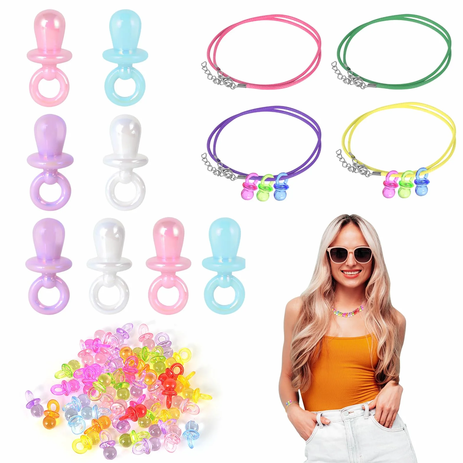 Collier ras-du-cou tatouage années 90 - Attache-tétine - Accessoire femme - Bracelet - Tétine décorative - Cadeau fête années 80 90