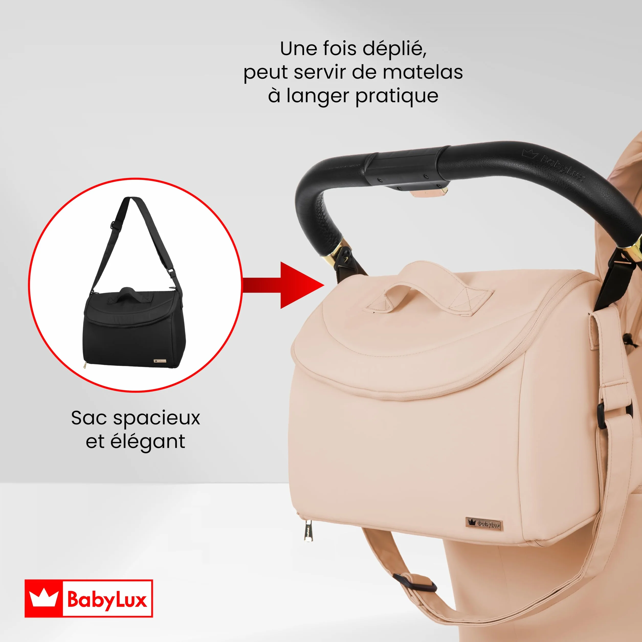 BabyLux Poussette 3en1 Set Rosse, Pliable Léger Poussettes Combinées Baignoire Bébé, Buggy Siège Sport, Coque Bébé I-Size, 4 Positions Couchage, 0-22kg