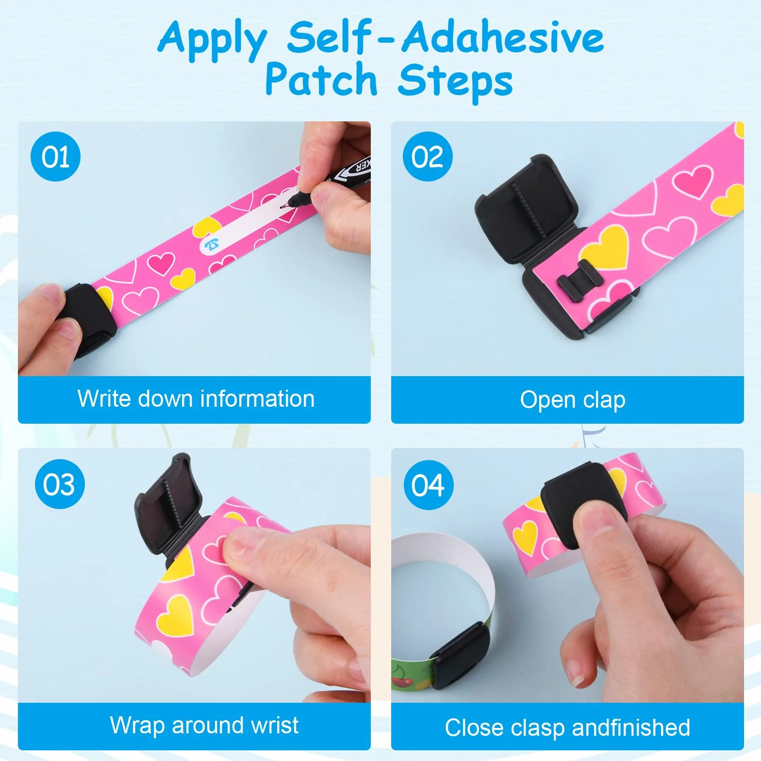 Bracelet Identification de Securit Enfant Vicloon 6PCS Anti Perdu Étanche Réutilisable