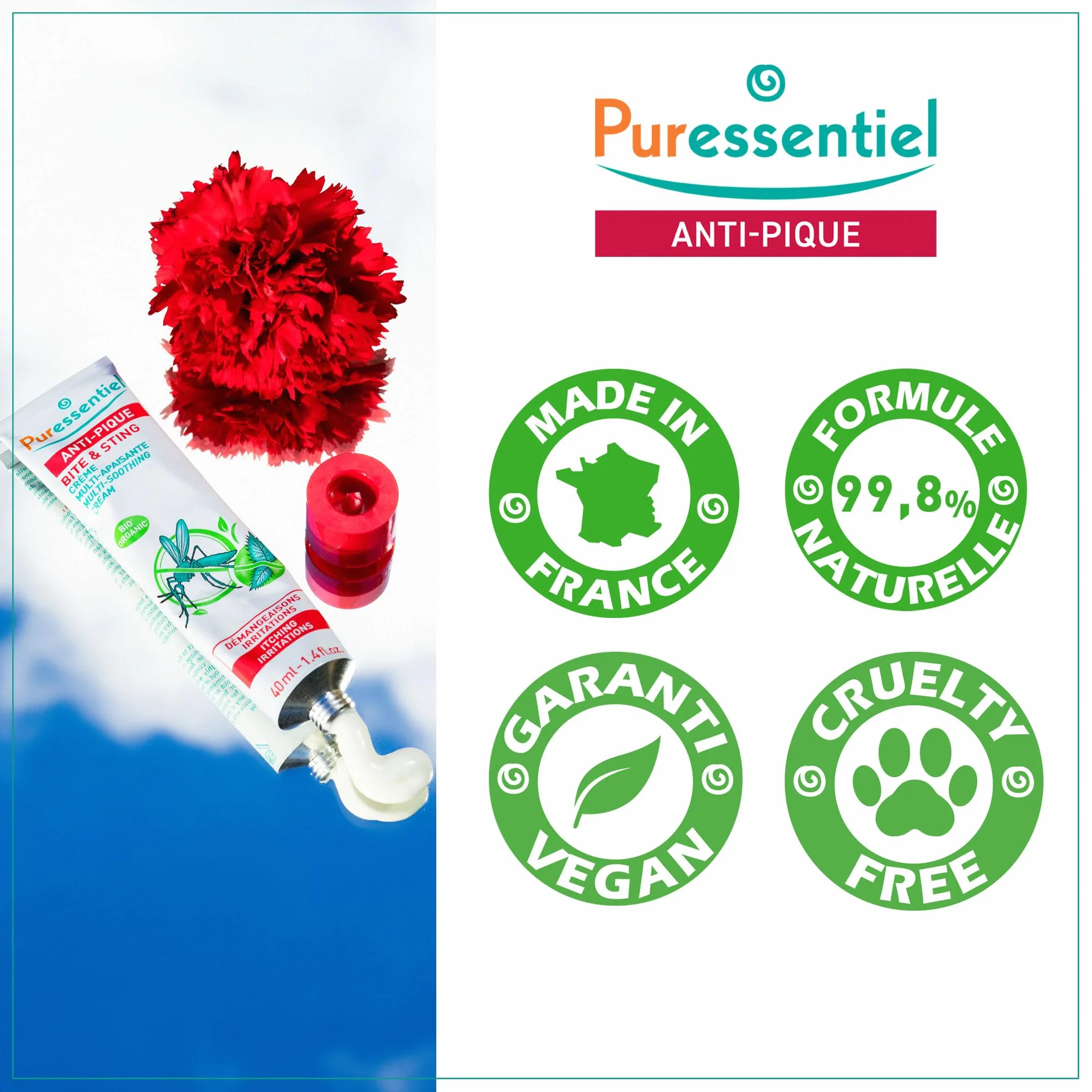 Puressentiel Crème Multi-Apaisante Bébé Anti-Pique 30 ml - Piqûres d'insectes, végétaux - 100% naturel