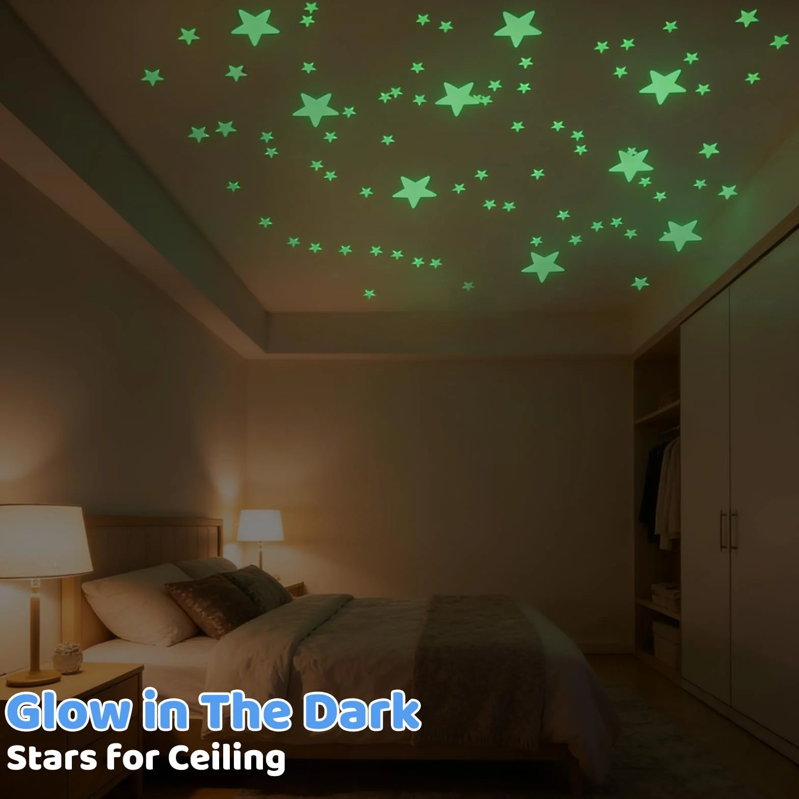 Étoiles Phosphorescentes Autocollantes 3 Tailles PET Décoration Chambre Enfant
