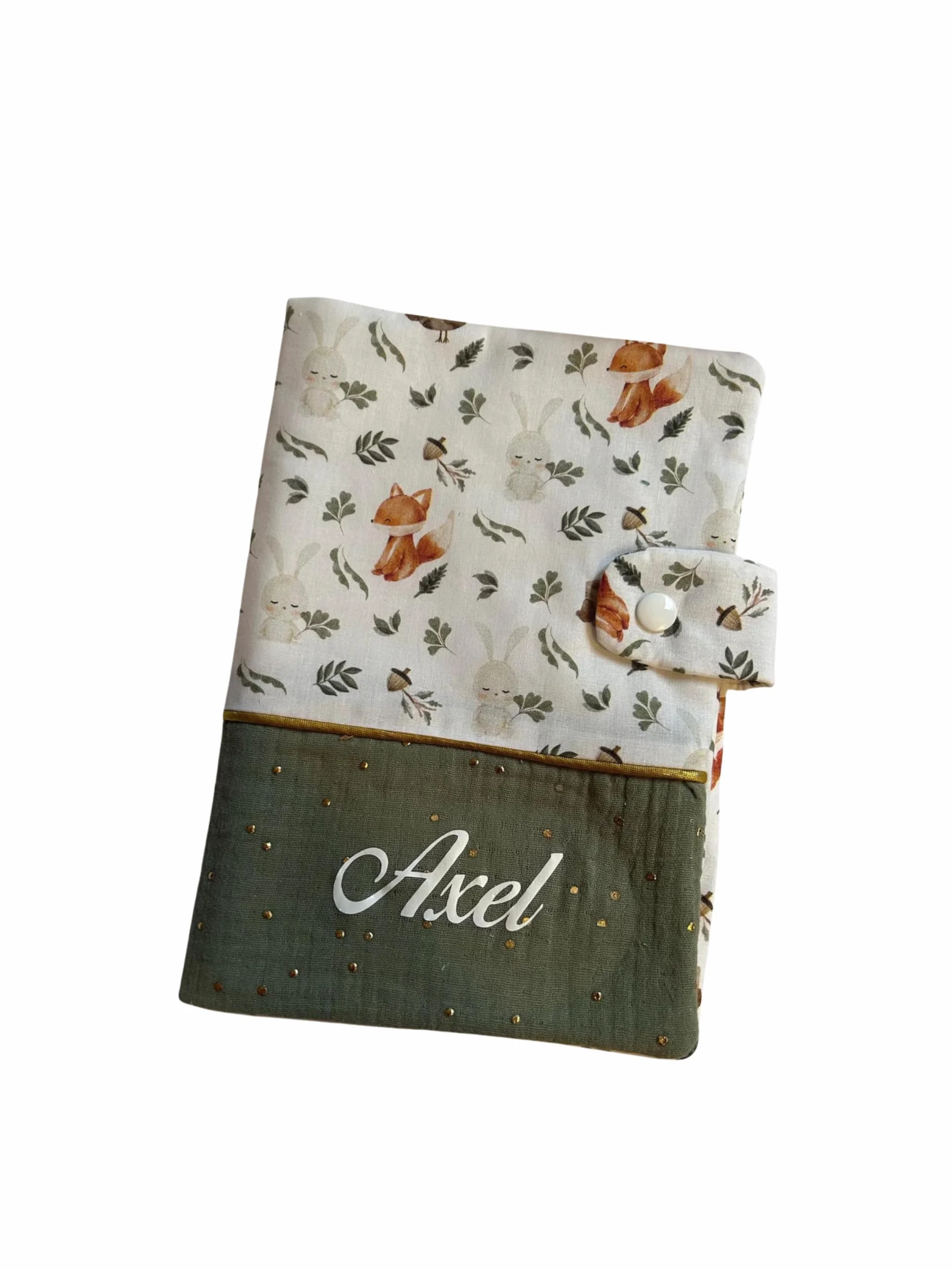 Protège Carnet de Santé Bébé Personnalisé Renard Vert Idée Cadeau Naissance Fille Garçon