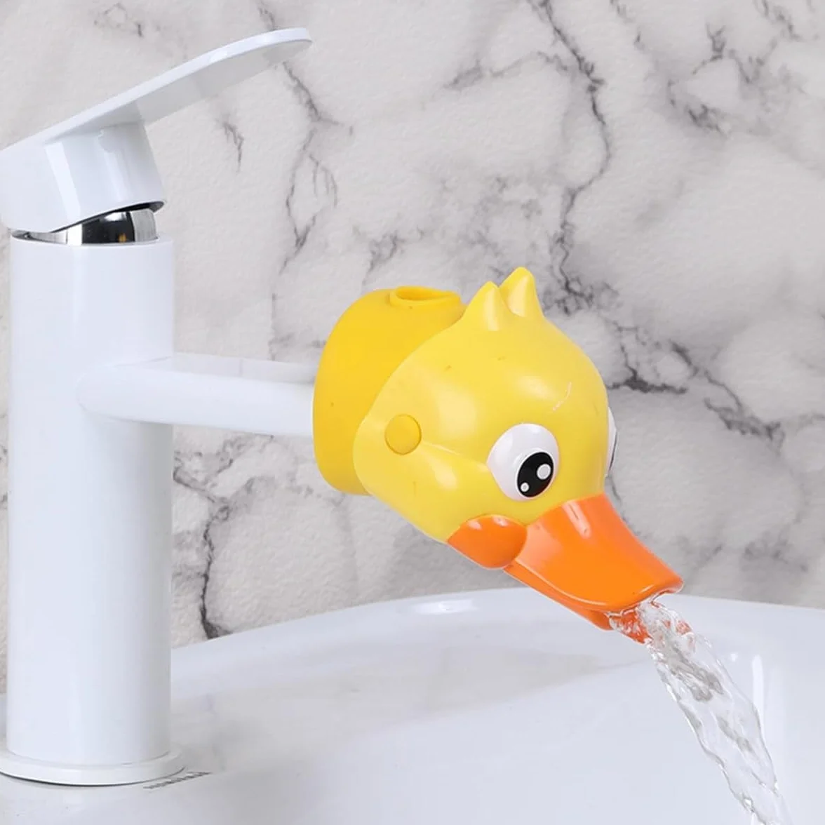 Lot de 2 Prolongateurs de Robinet en Forme de Petit Canard Jaune, Rallonge de Lavabo pour Salle de Bain