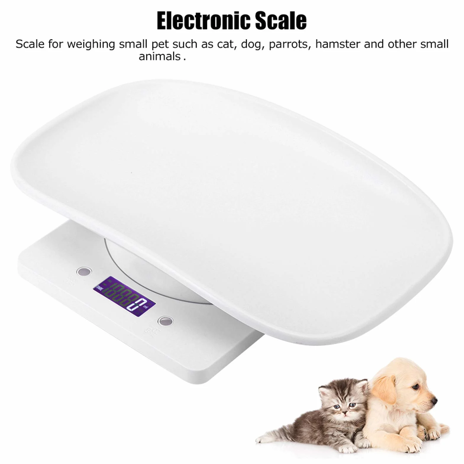 Balance Numérique 10kg/1g pour Petit Animal de Compagnie avec Écran LCD 4 Modes de Pondération