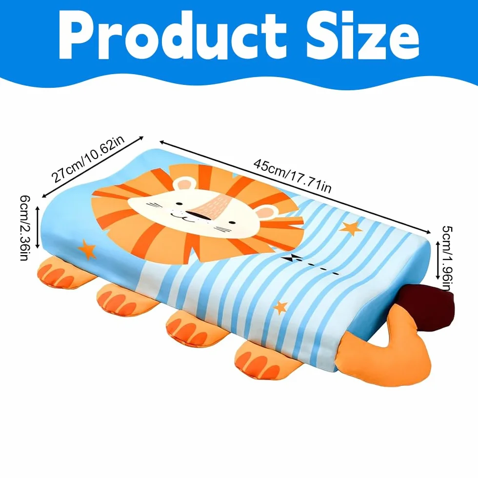 Oreiller Enfant 45 x 27 x 6 cm Coussin Ergonomique Respirant Détachable pour Enfants dès 3 Ans