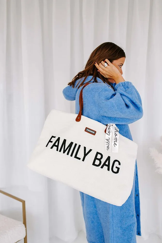 Childhome Family Bag Sac à Langer Voyage Grande Contenance Teddy Ecru