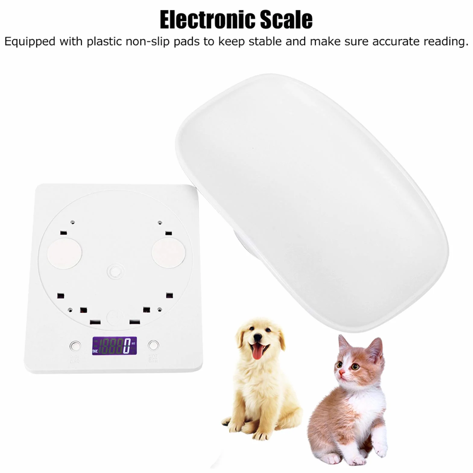 Balance Numérique 10kg/1g pour Petit Animal de Compagnie avec Écran LCD 4 Modes de Pondération