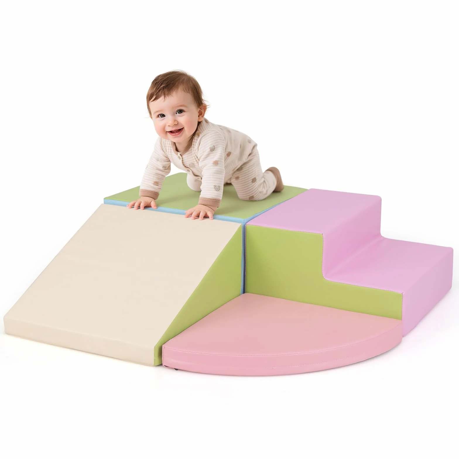 COSTWAY Parcours Motricité Bébé Mousse EPE Housse PU Toboggan Jouets Éducatifs Ramper Enfants
