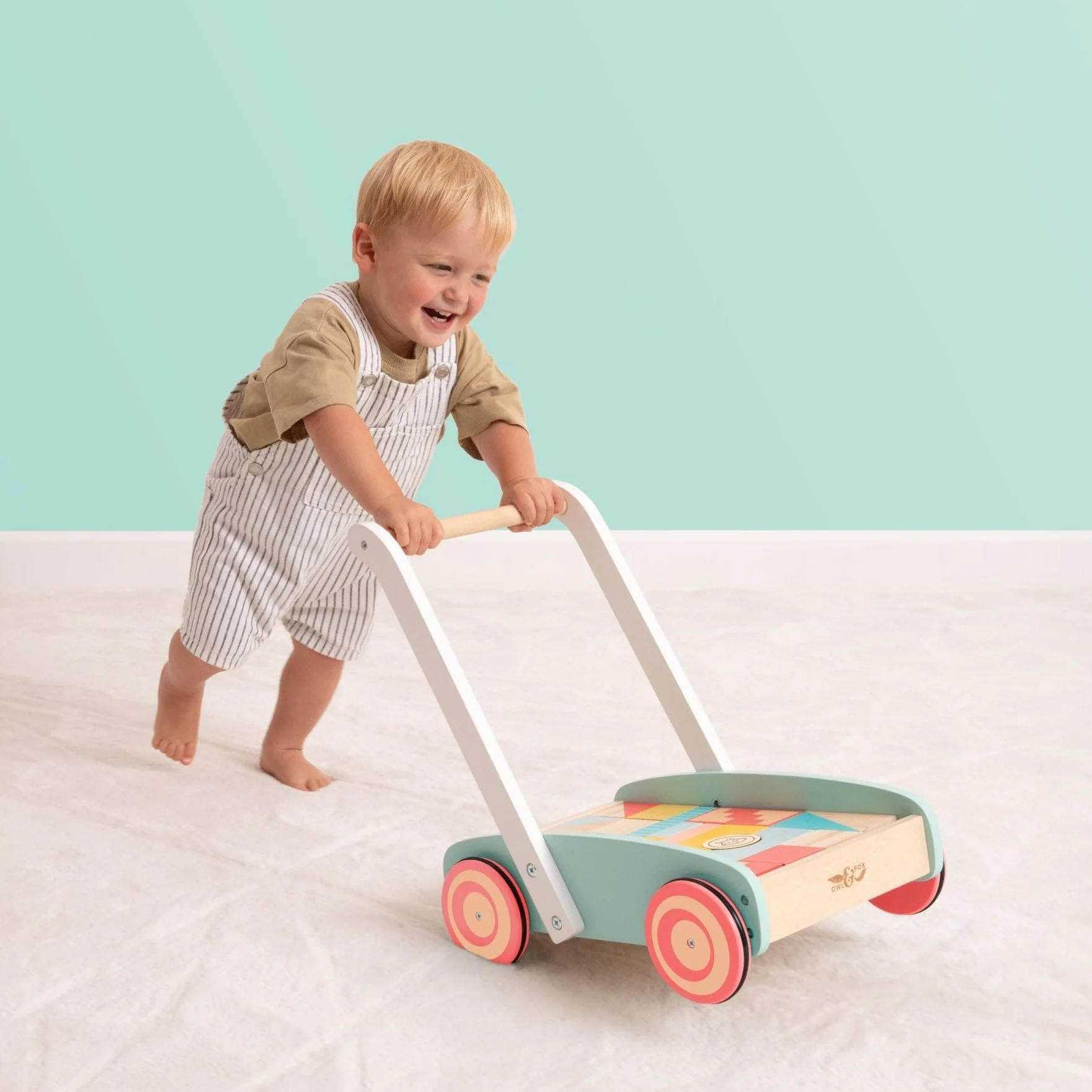 Owl & Fox Trotteur bébé en bois Montessori, jouet de développement précoce, bois FSC, 12 mois+