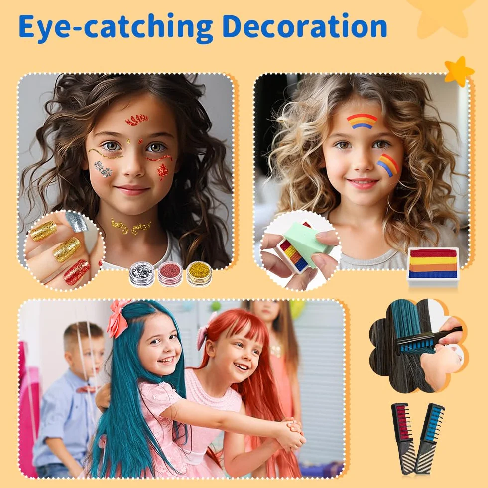 Janolia Palette Maquillage Enfant 20 Couleurs Peinture Visage avec 2 Pinceaux 60 Pochoirs Kit Maquillage Carnaval Halloween