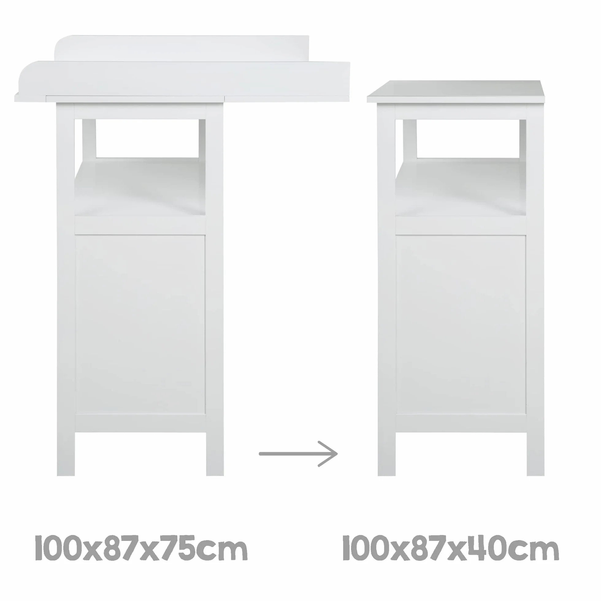 roba Commode à Langer Hamburg 2 Portes Blanc avec Plan Amovible - Fixation Murale Incluse