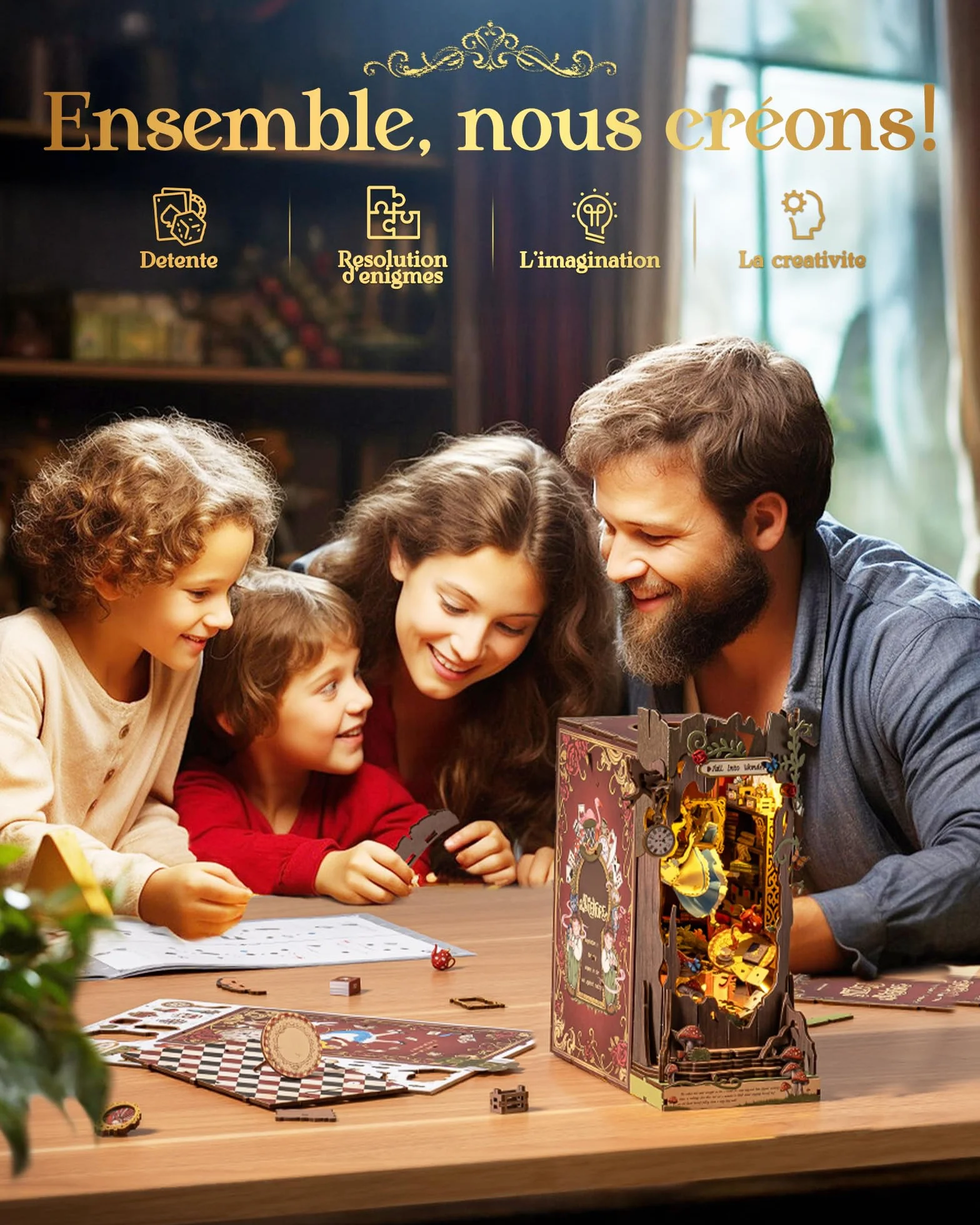 Rolife Book Nook Maquette Fall Into Wonder Maison Miniature DIY Diorama 3D Puzzle avec Illusion Miroir