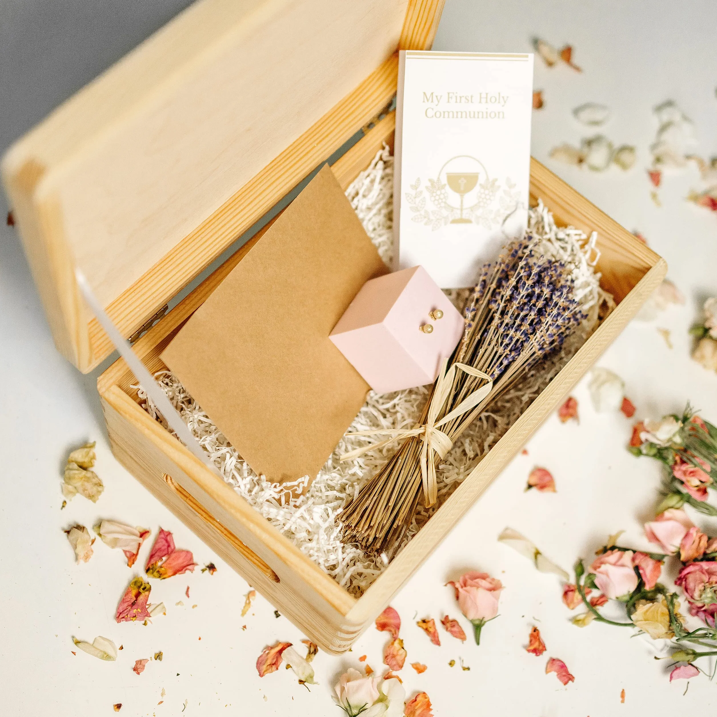 Boîte à Souvenirs en Bois Personnalisée Première Communion Cadeau Calice