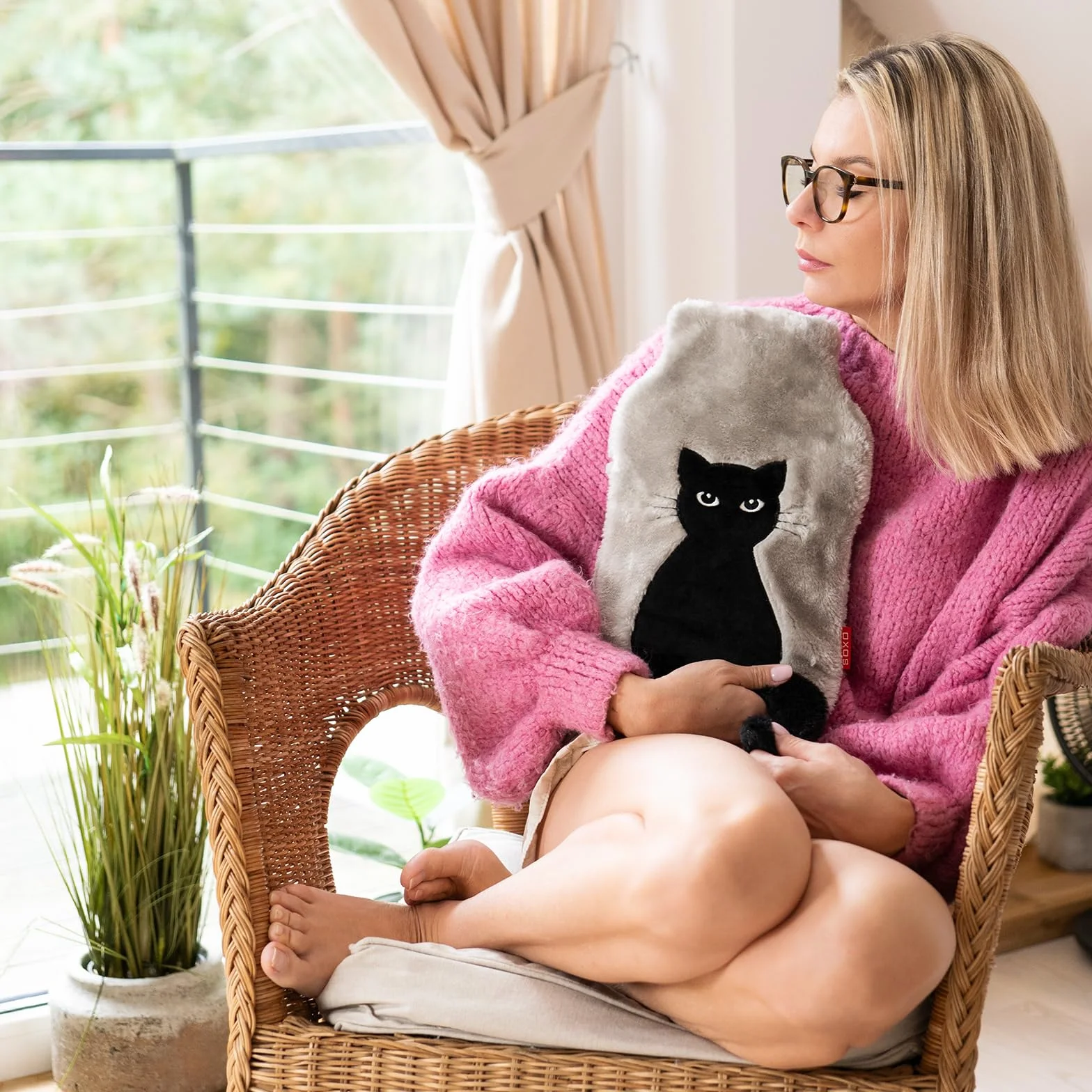 Bouillotte Eau Chaude Anti Colique Bebe Peluche Chat Queue