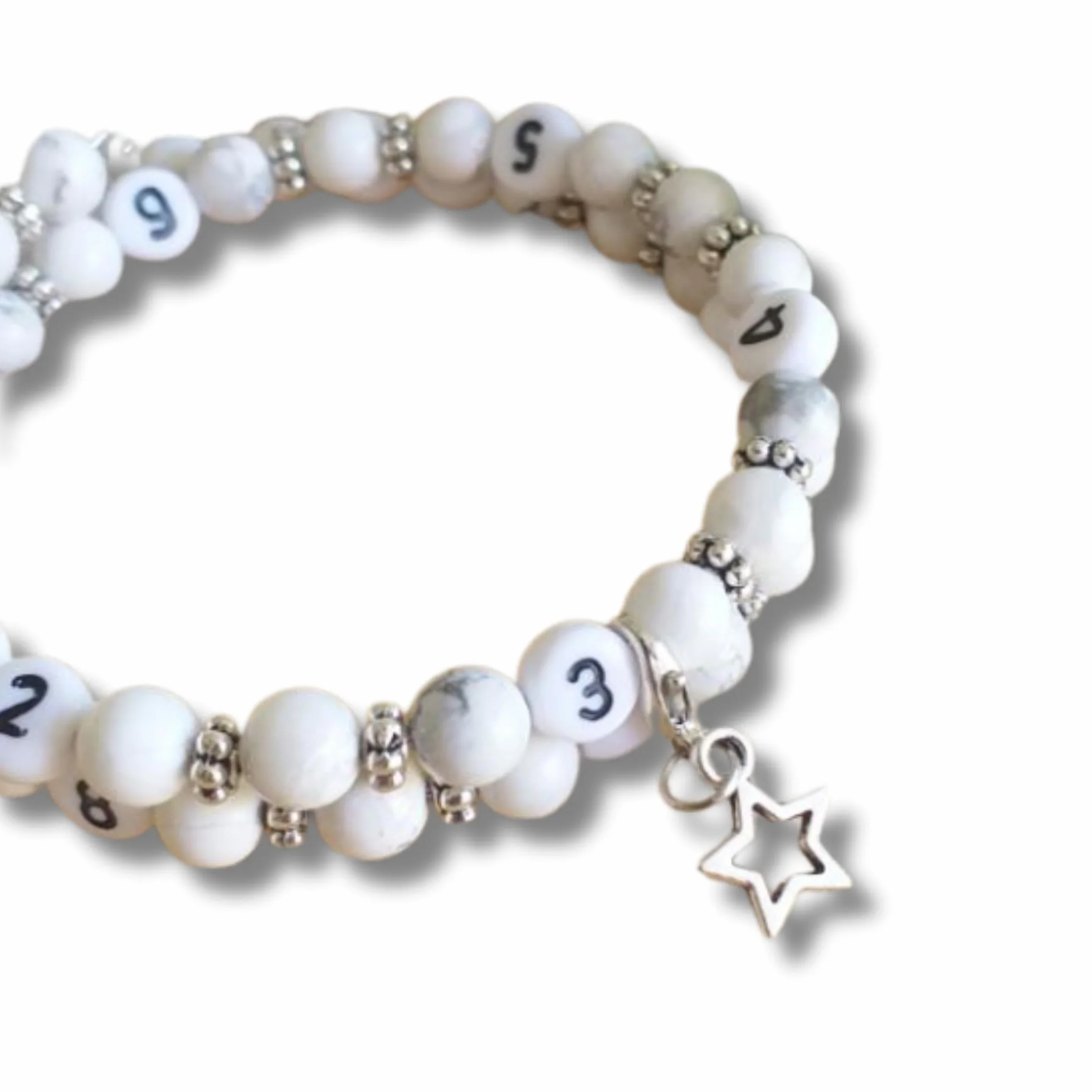 Bracelet d'allaitement Howlite Rasmey - notez l'heure de la dernière tétée