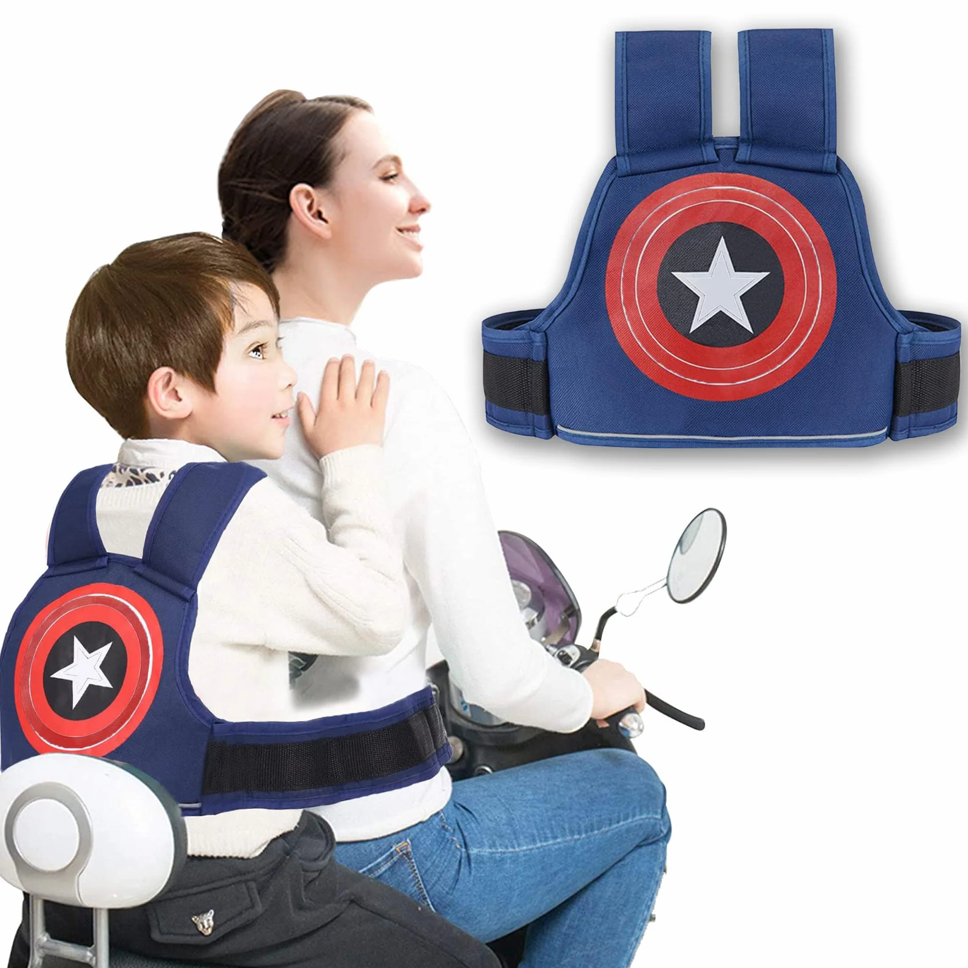 Ceinture de Sécurité Moto Enfants Réglable Haute Résistance Harnais Anti-Chute 2-10 Ans