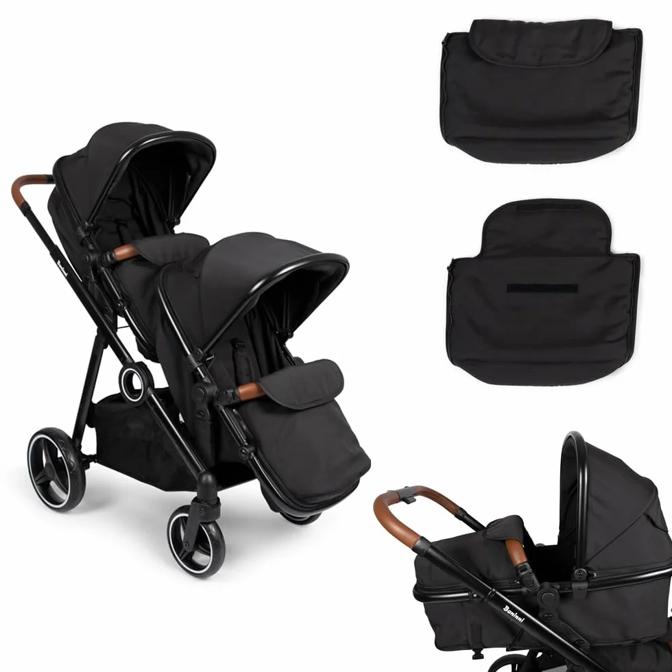 Baninni Poussette Double 4-en-1 avec Siège d’Auto Luiz Noir