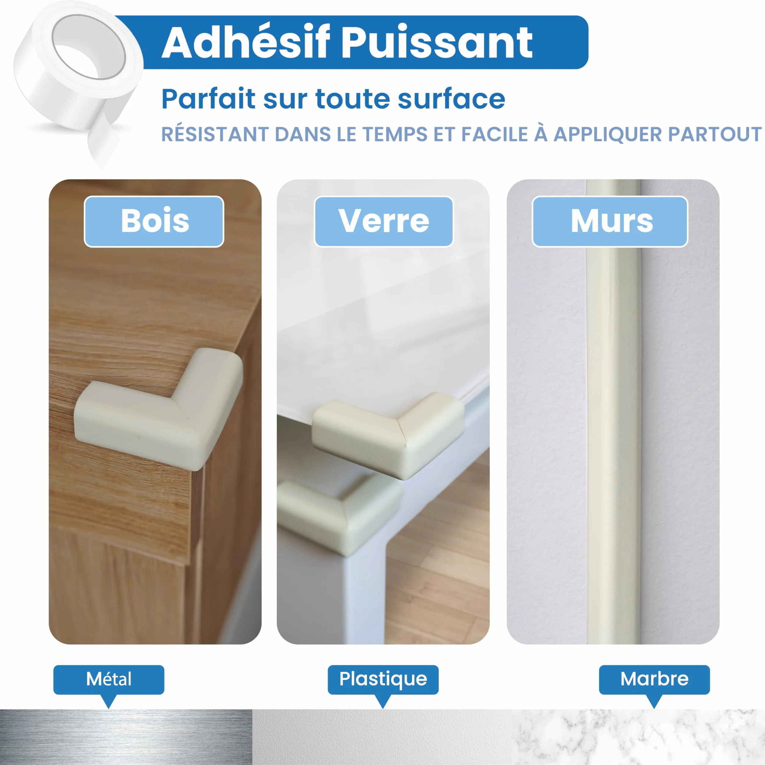 Happy Chlea Protection Bébé Coin de Table 6,4 m Couverture Totale Anti-Choc Meubles 4 Bloque-Tiroirs 1 Bloque-Porte