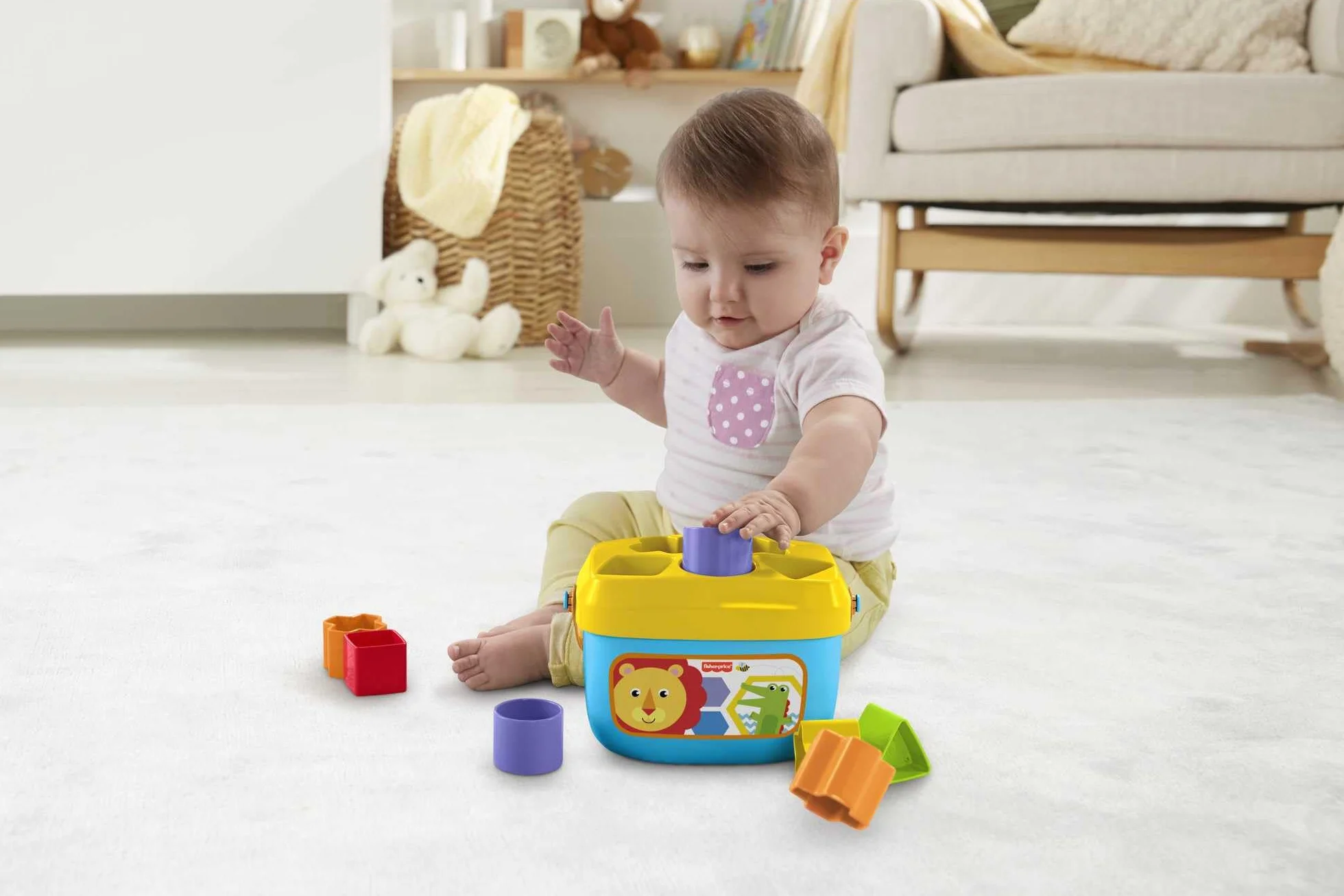 Fisher-Price Mon Trieur de Formes Jouet bébé Boite avec 10 Blocs FFC84