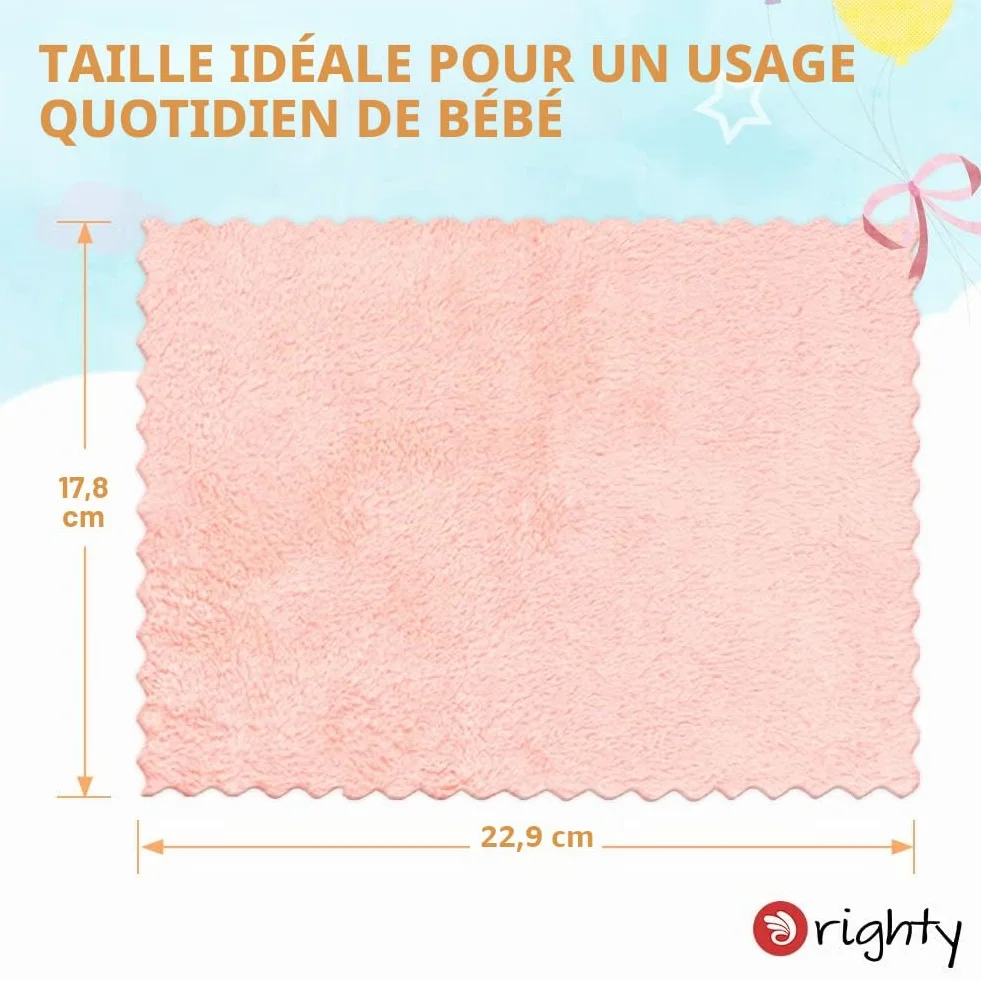 Serviettes de bain bébé microfibre polaire corail 50 pièces 17,8 x 22,9 cm