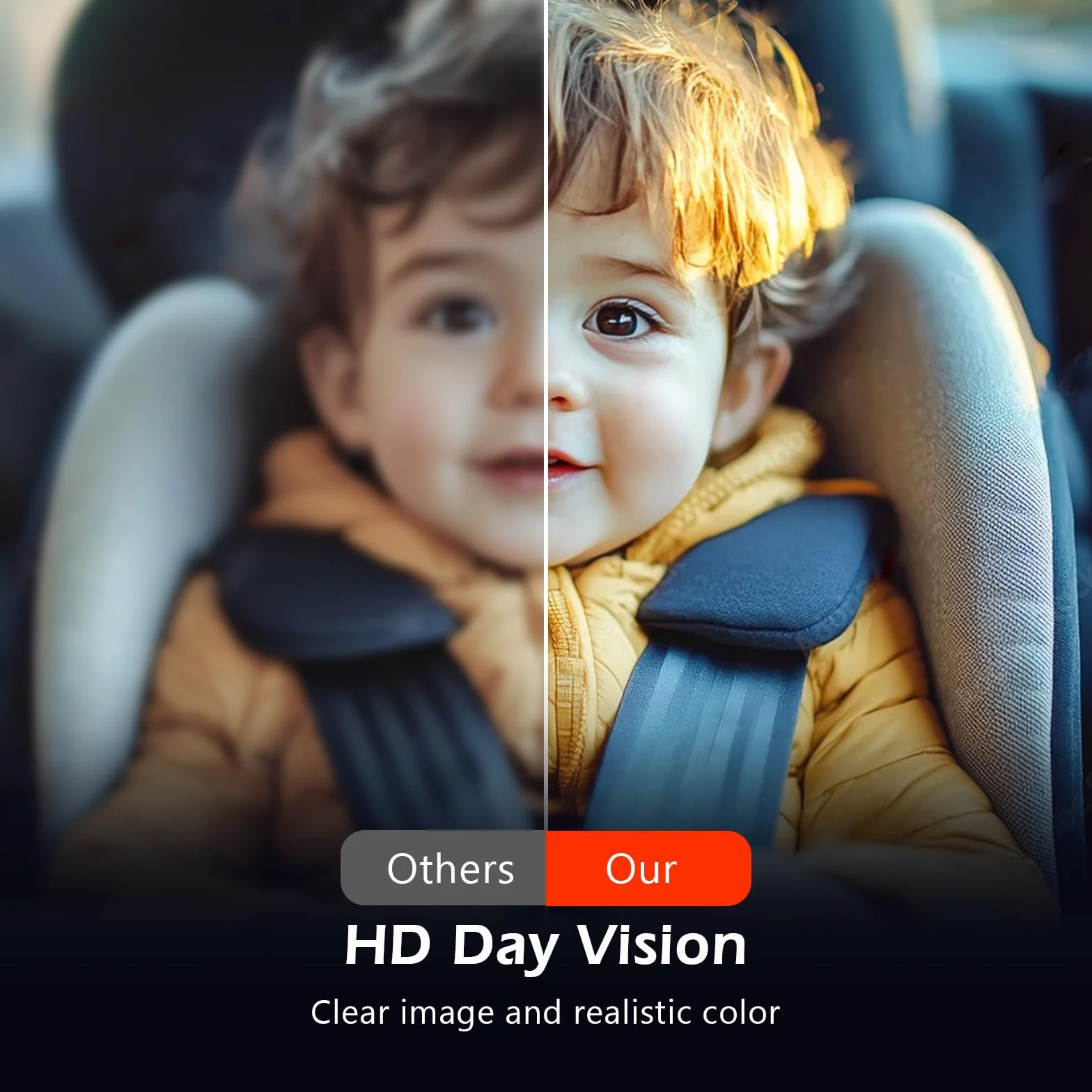 Caméra de Voiture pour bébé 4,3" HD IR Vision Nocturne 178° écran IPS Moniteur arrière