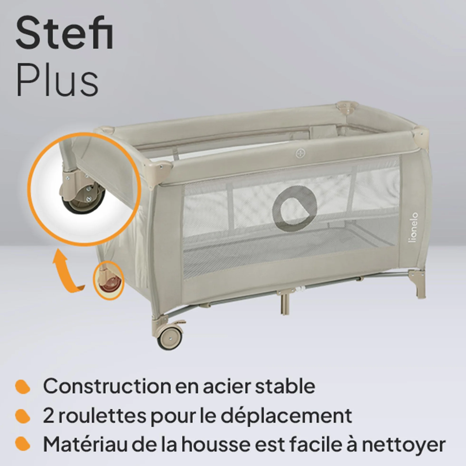 LIONELO Stefi lit bebe bebe LockGuard 15 kg entrée latérale pliage rapide sac de transport Beige