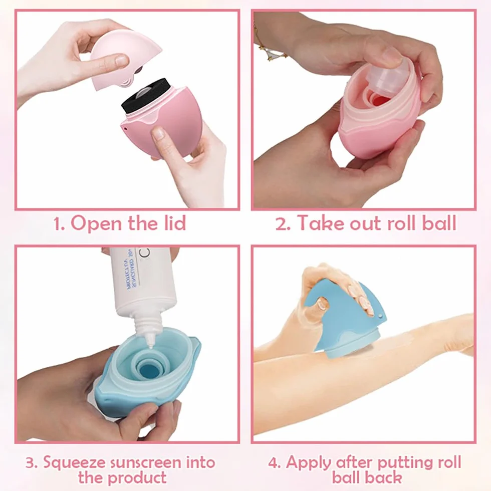 Sunblock Buddy Applicateur de crème solaire portable rechargeable rouleau éponge ensemble pinceaux