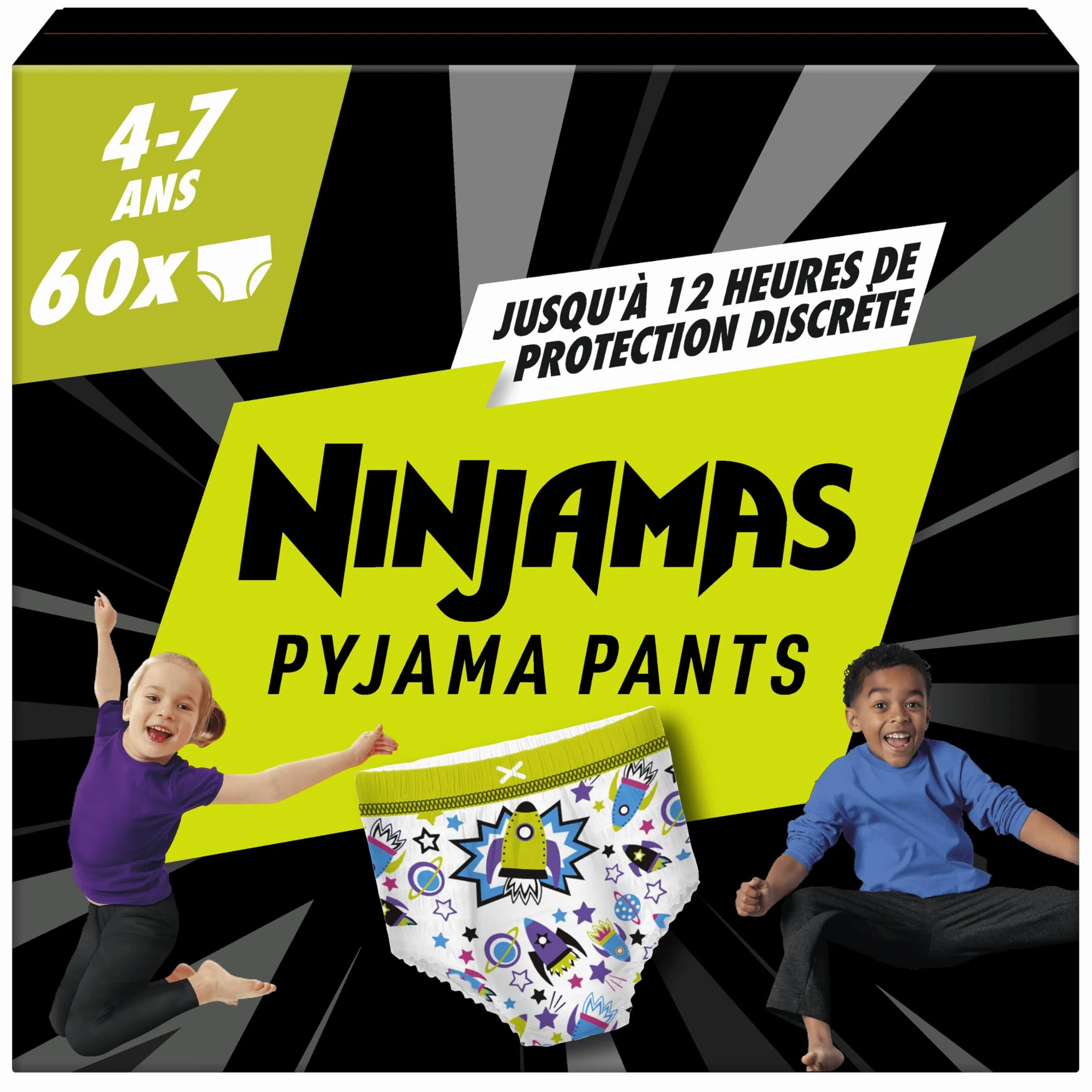 Pampers Ninjamas Pyjama Pants Garçon 60 Sous-Vêtements de nuit Absorbants 4-7 Ans 17-30kg Protection Maximale Contre Les Fuites