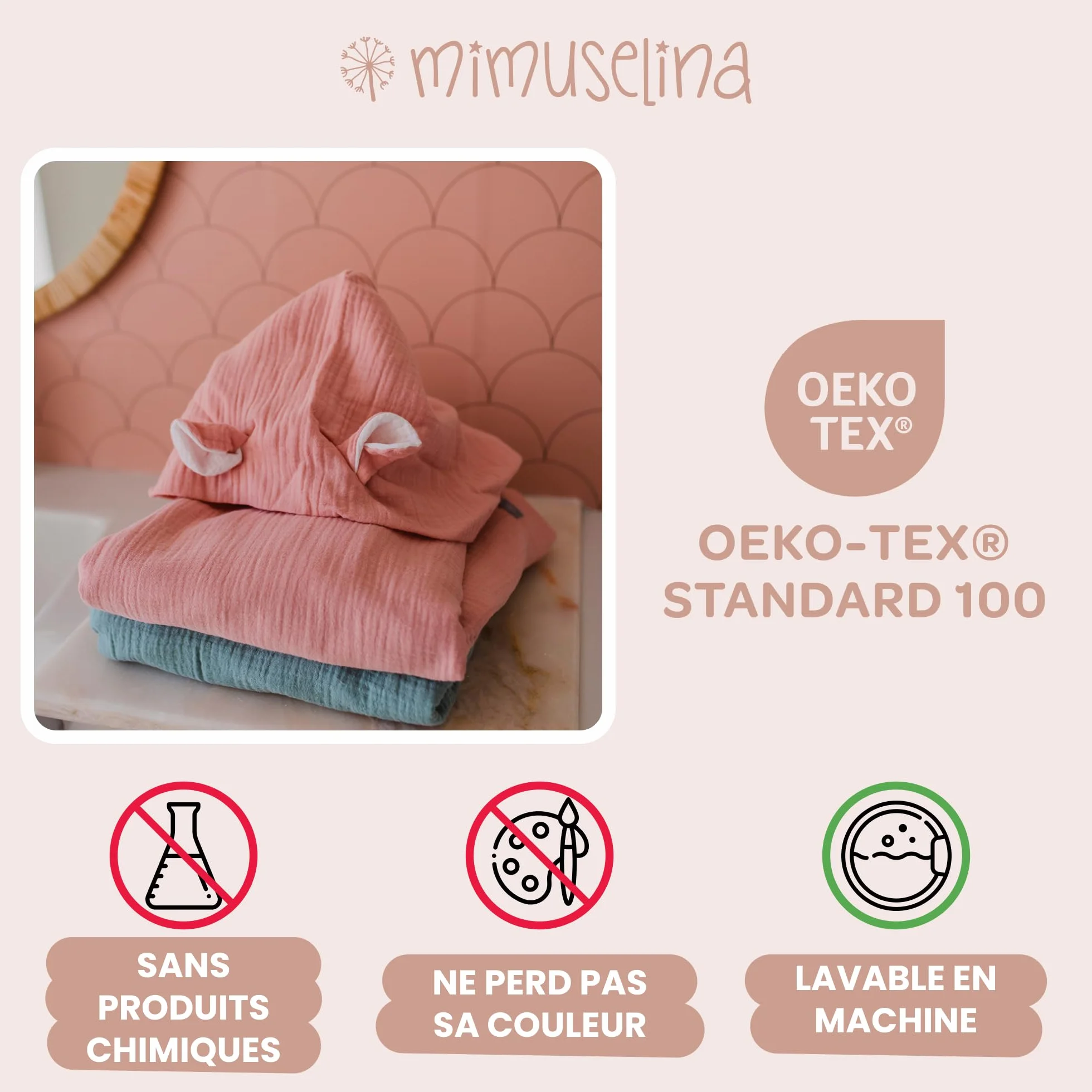 Poncho de Bain Bébé en Mousseline 100% Coton pour Enfant, Léger et Absorbant
