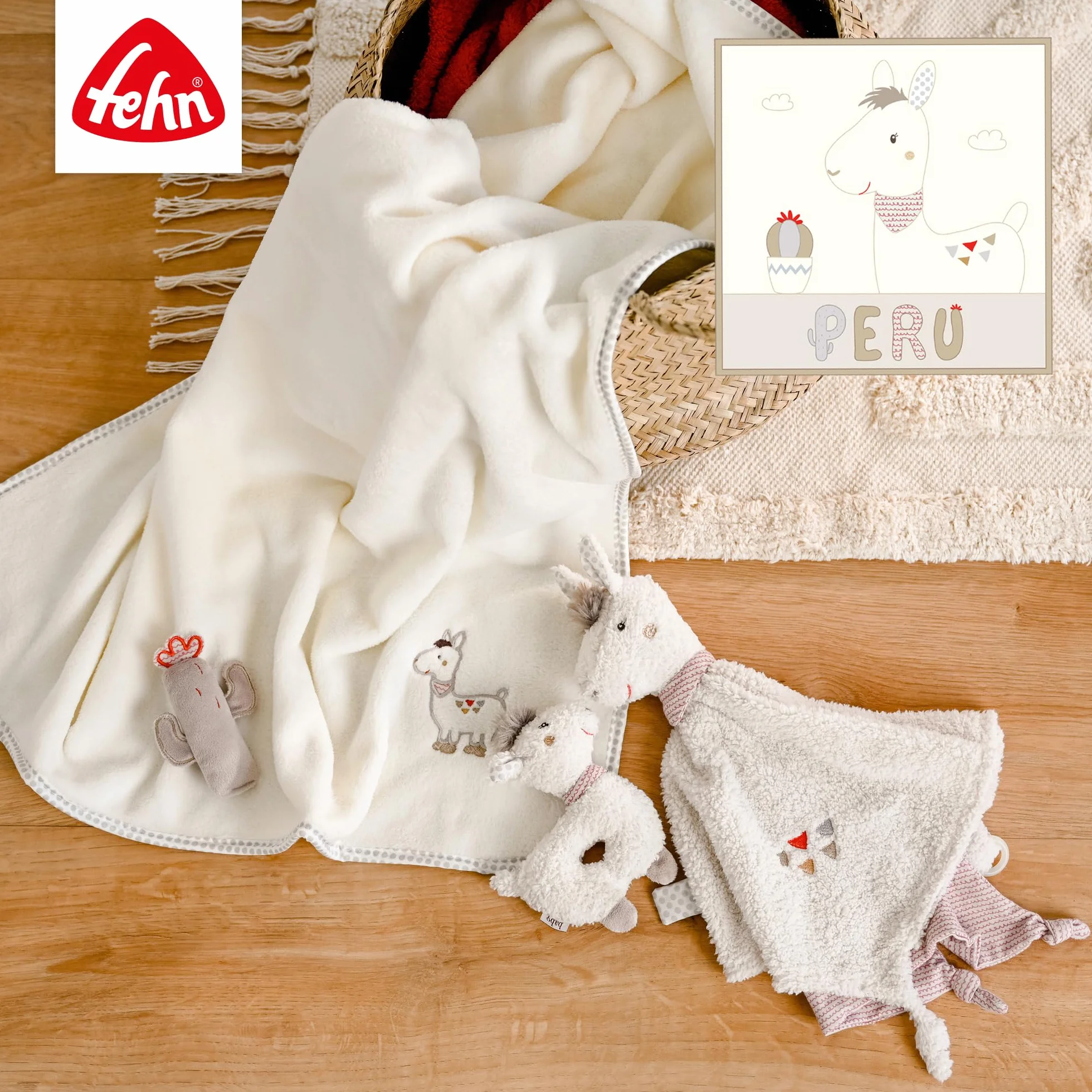 Fehn Gant de Toilette lama - Absorbant et Doux pour Bébés dès 0 Mois