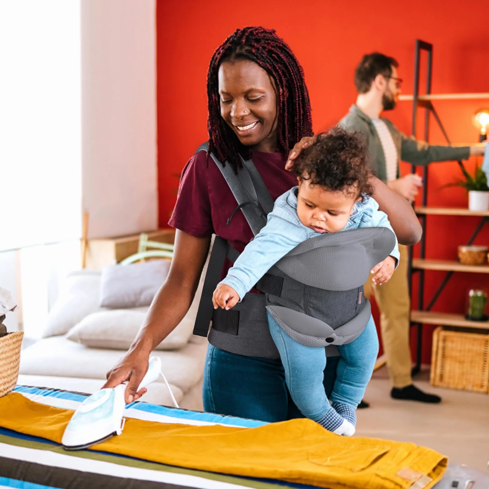 Porte-bébé 4-en-1 GAGAKU pour bébés 0-36 mois, gris foncé, face à face avant et arrière