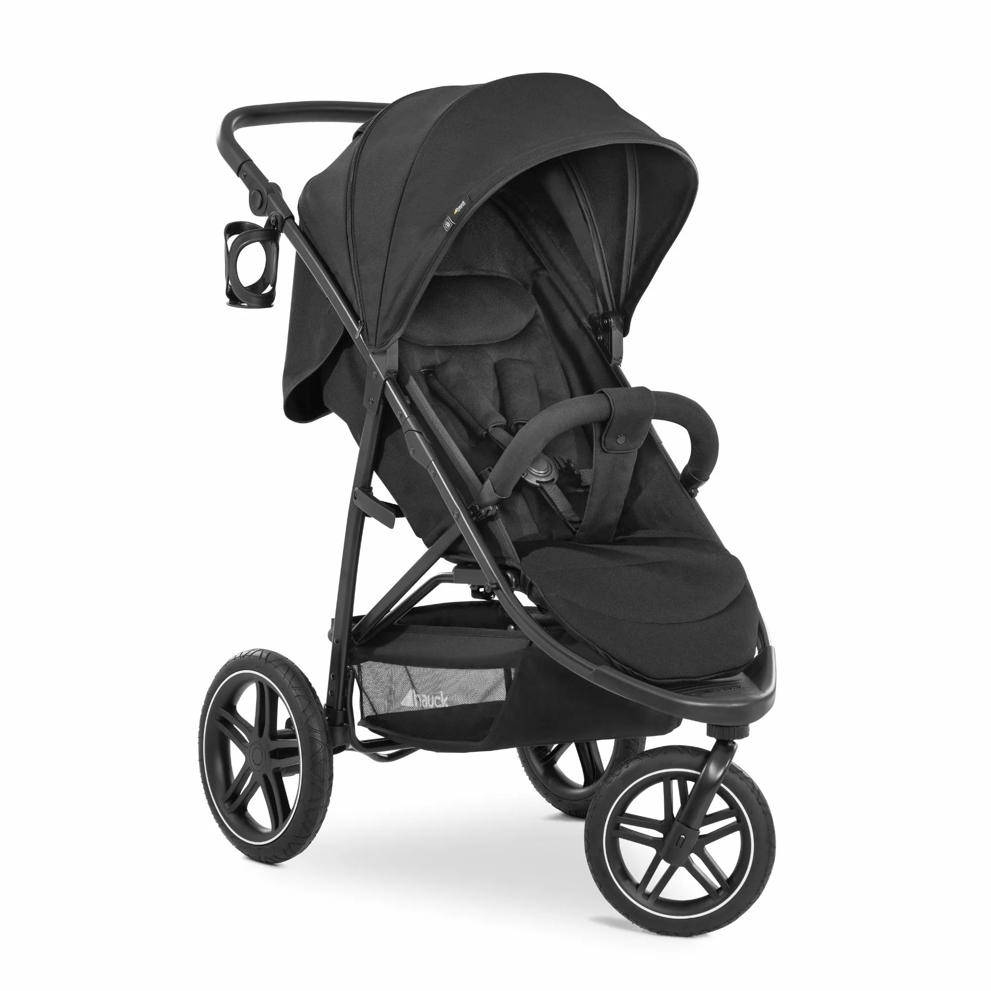 Hauck Poussette 3 Roues Rapid 3R, Pneus Caoutchouc, Suspension, Position Allongée, 22 kg, Protection UV 50+, Pliable, Guidon Réglable, Noir