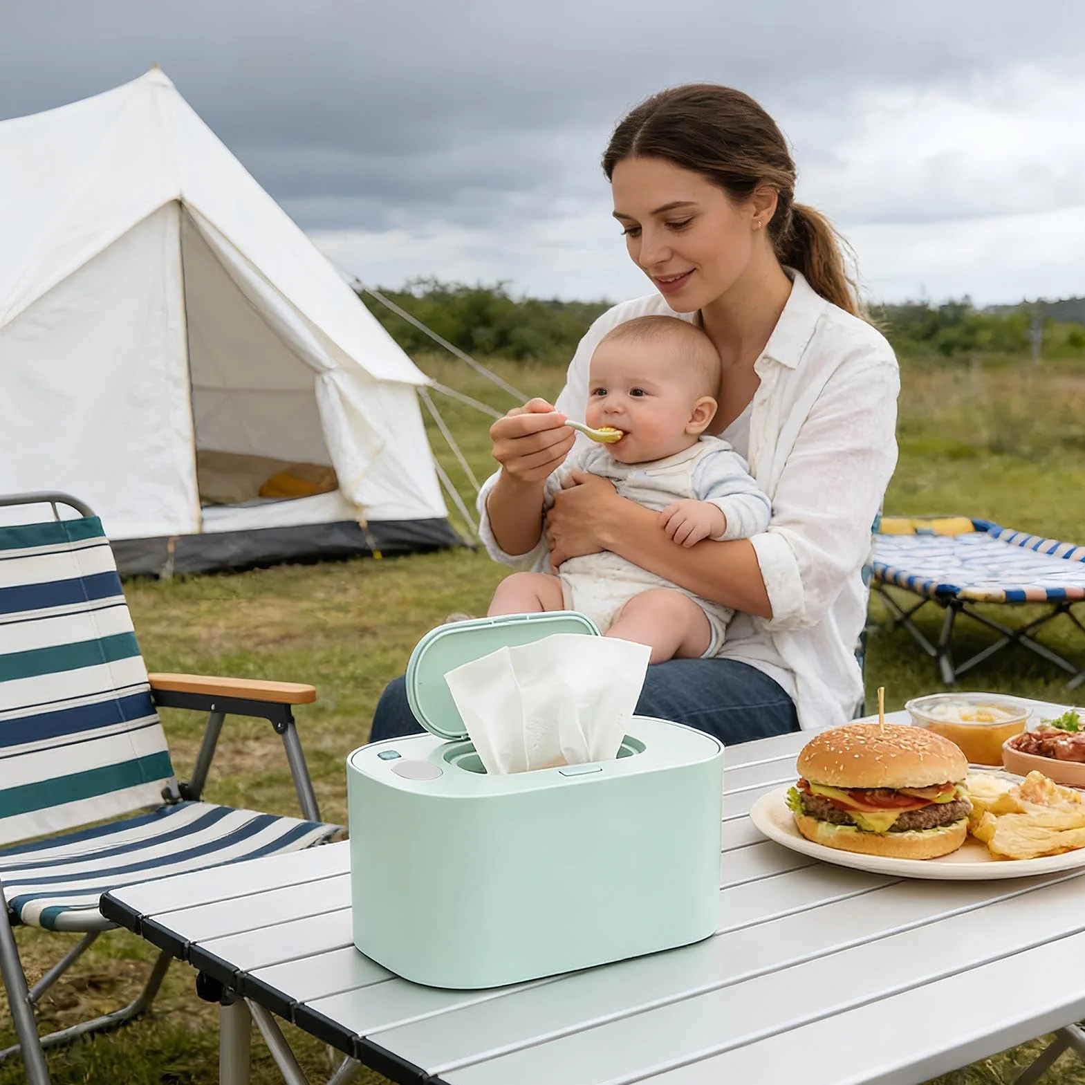Chauffe-Lingettes Portable, Réchauffeur de Grande Capacité - Distributeur de Lingettes avec Maintien de la Température Constante