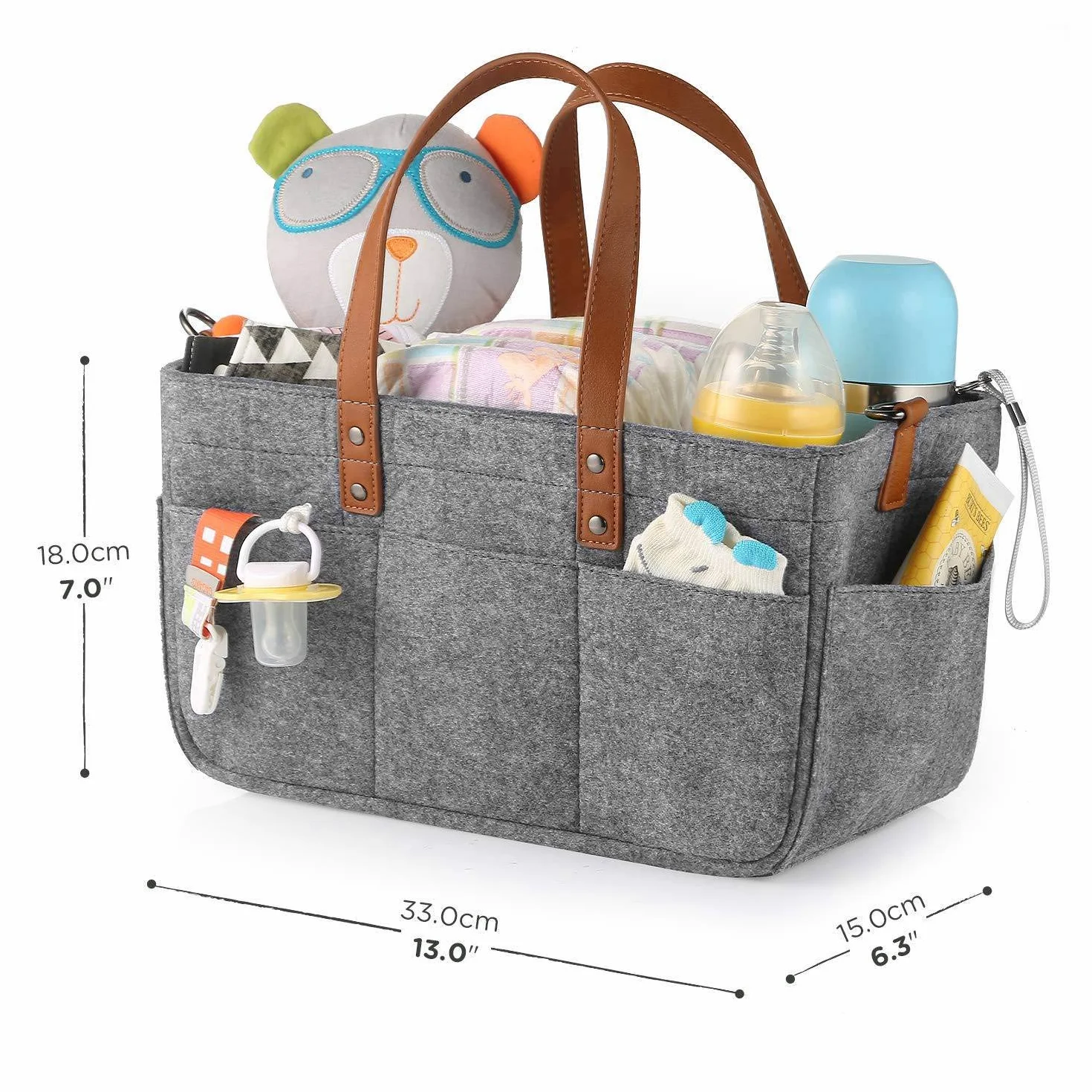 Organisateur De Couches Pour Bébé Support Portable Bac De Rangement Gris Foncé