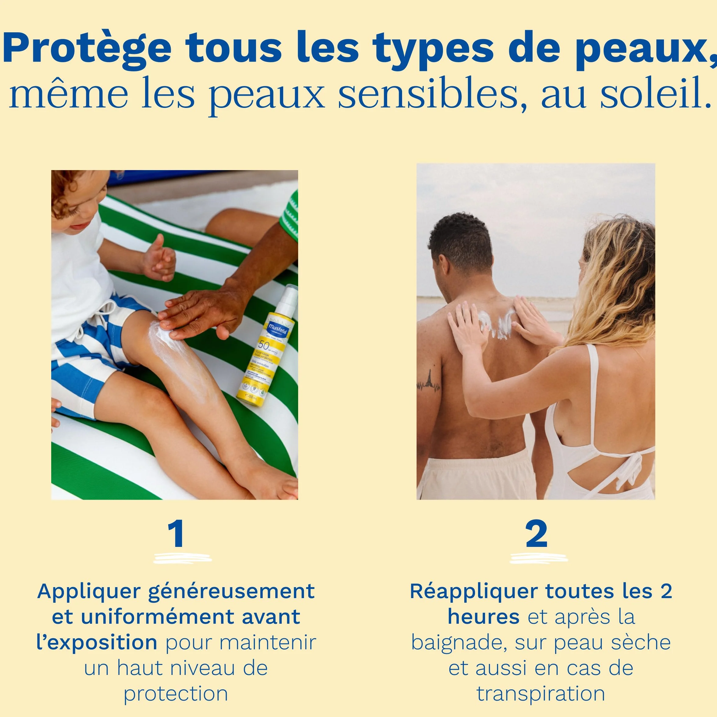 Mustela Spray Solaire Haute Protection SPF 50 Avocat Bio Famille Naissance Résistant Eau Sable