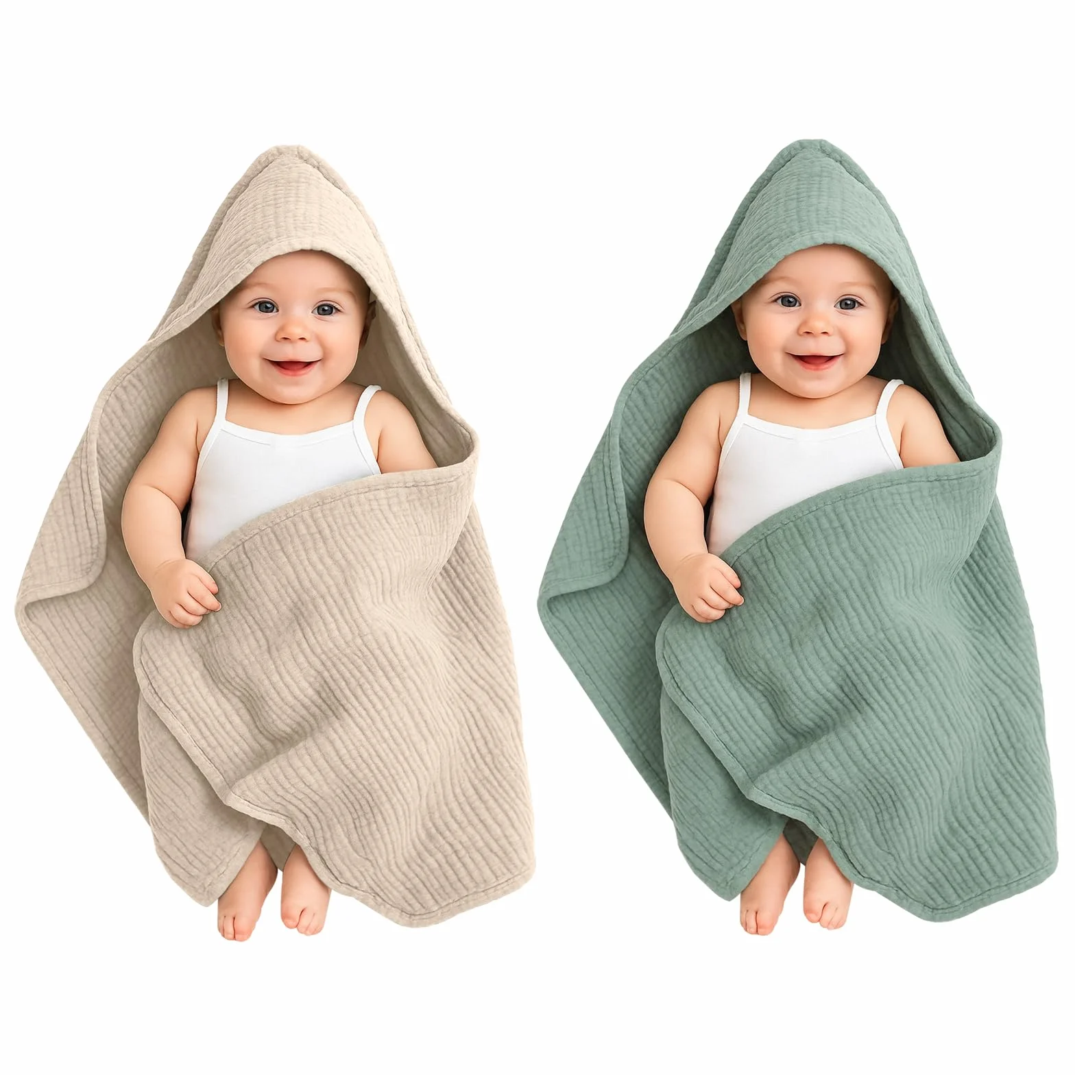Serviette à Capuche Bébé 80 × 80 cm Coton Doux Super Absorbante Peignoir Bain