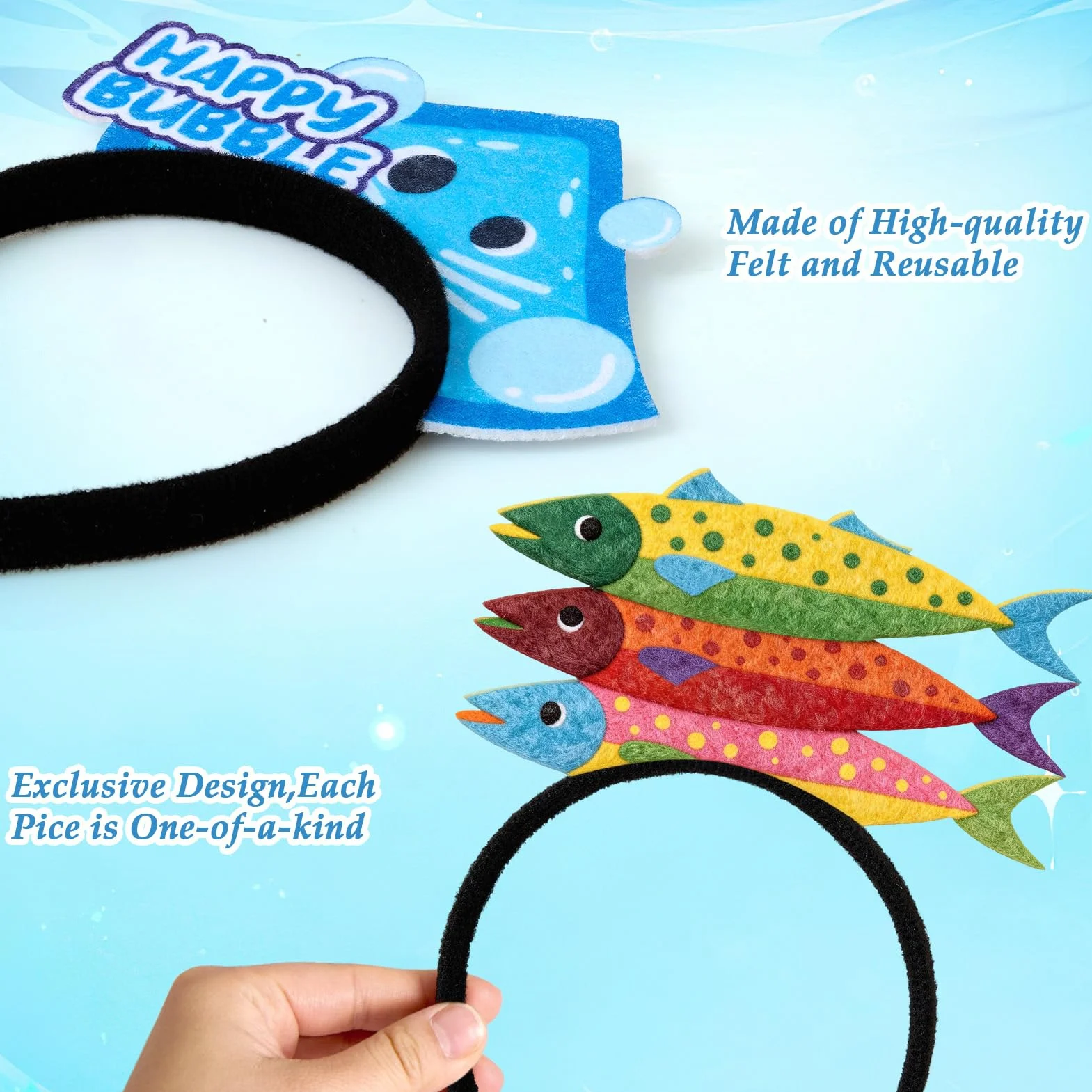 Serre-têtes en Feutre pour Enfants 12 PCS Accessoires Carnaval Photobooth Jouets Fête Anniversaire Cadeaux Filles Garçons
