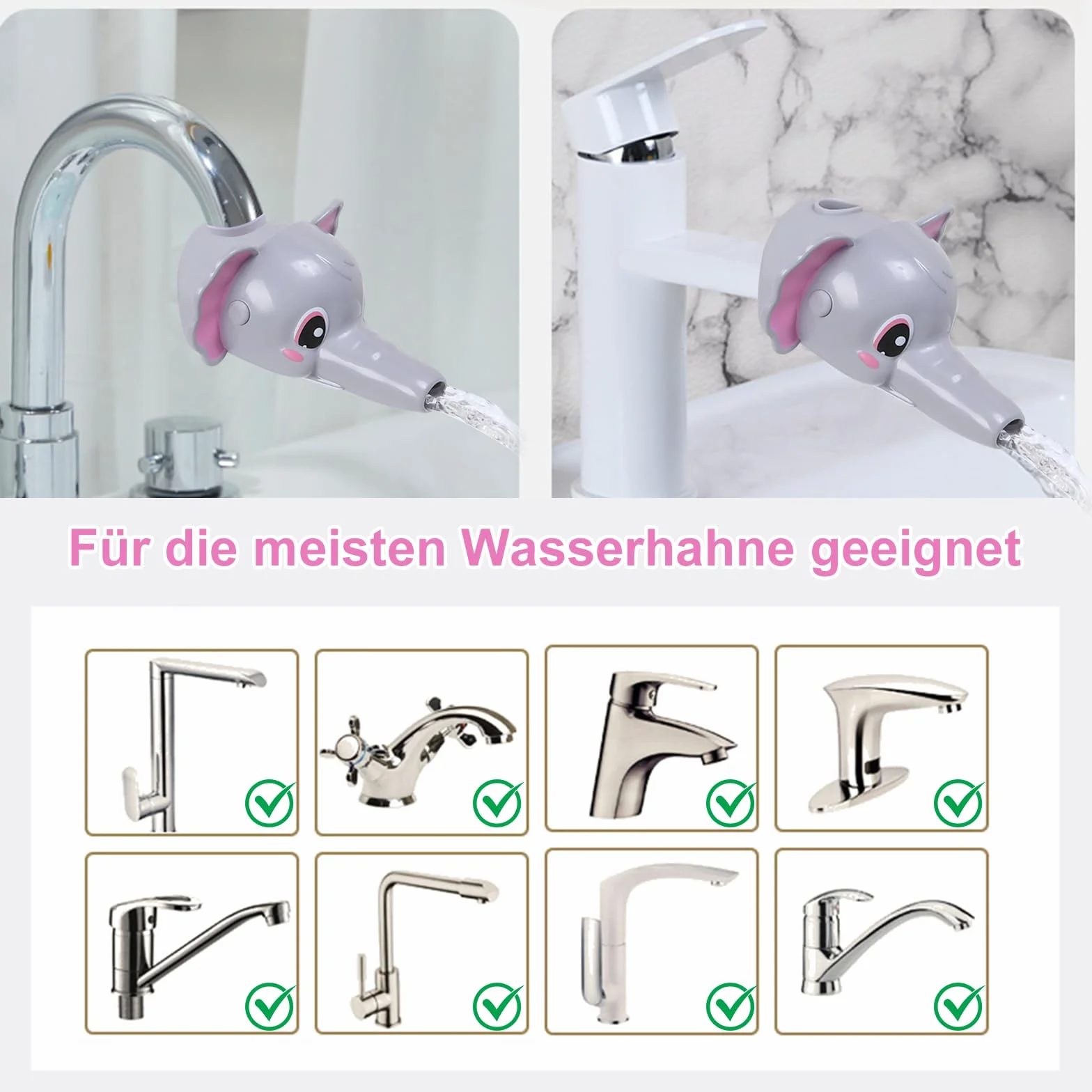 Rallonge de Robinet Enfant Forme d'Éléphant Réglable pour Buse d'Eau, Accessoire Cuisine Salle de Bain