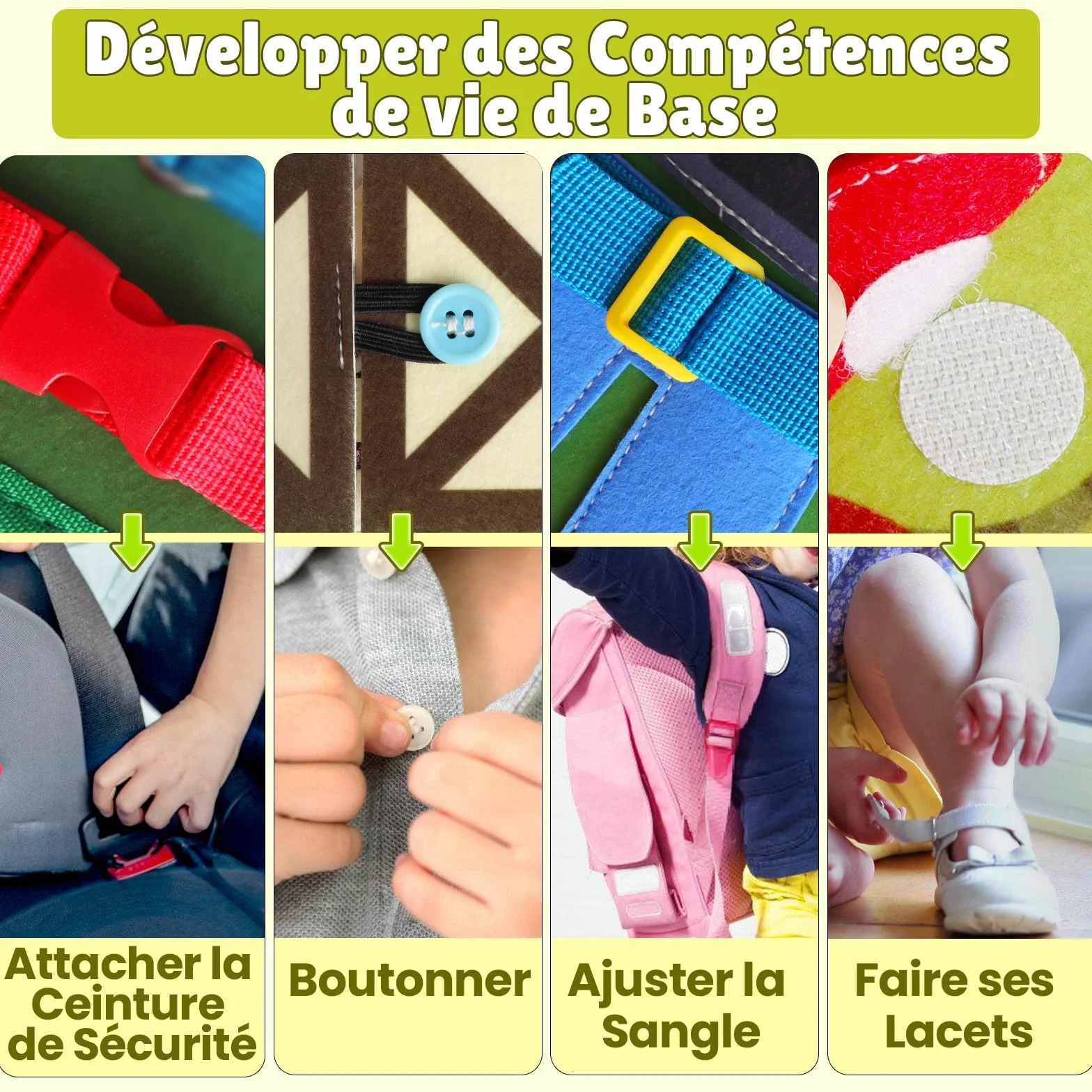 Quanquer Busy Board Française - Livre Occupé de Ferme Montessori pour 1 2 3 Ans Enfants - Planche d'Activités Jouet Éducatif Sensoriel Préscolaire - Jouets de Voyage pour Tout-Petits
