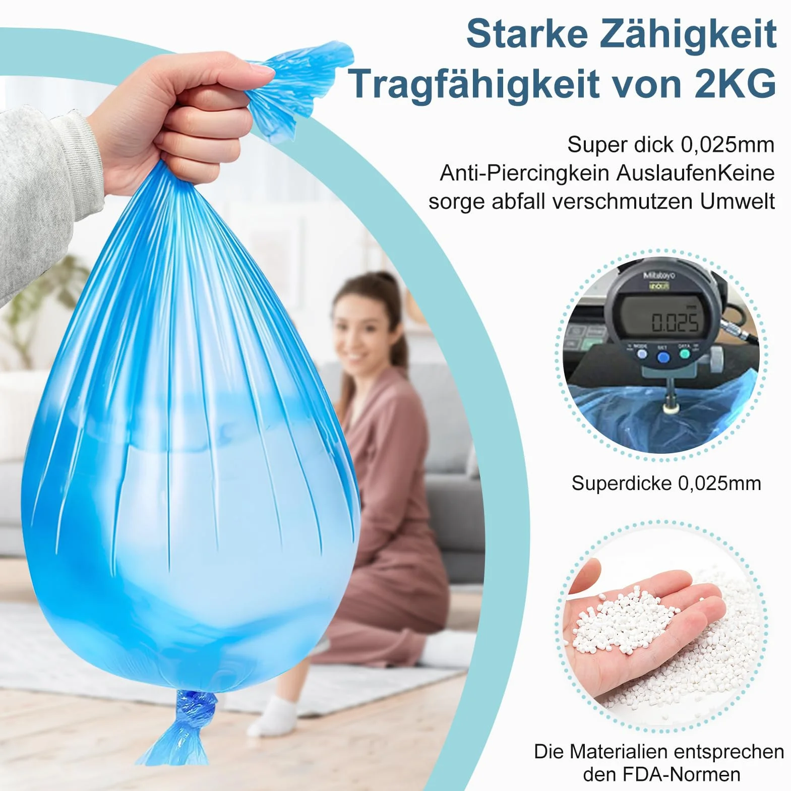 PARPAT 4.5M Sac Poubelle à Couches Anti Odeur, Recharge Épais pour Litière Chat