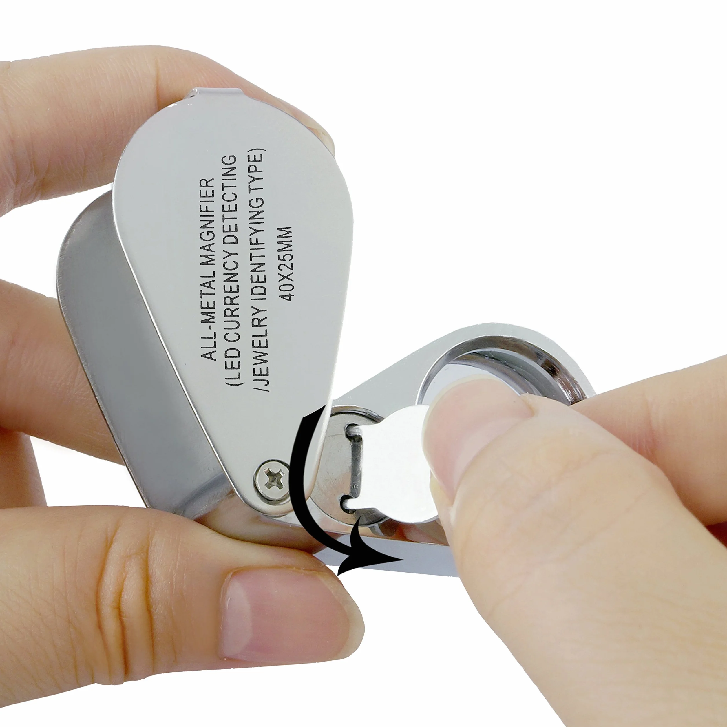 Kare & Kind 40X Illuminated Jeweler Loupe UV LED avec Construction Métallique et Verre Optique 25 mm Argent