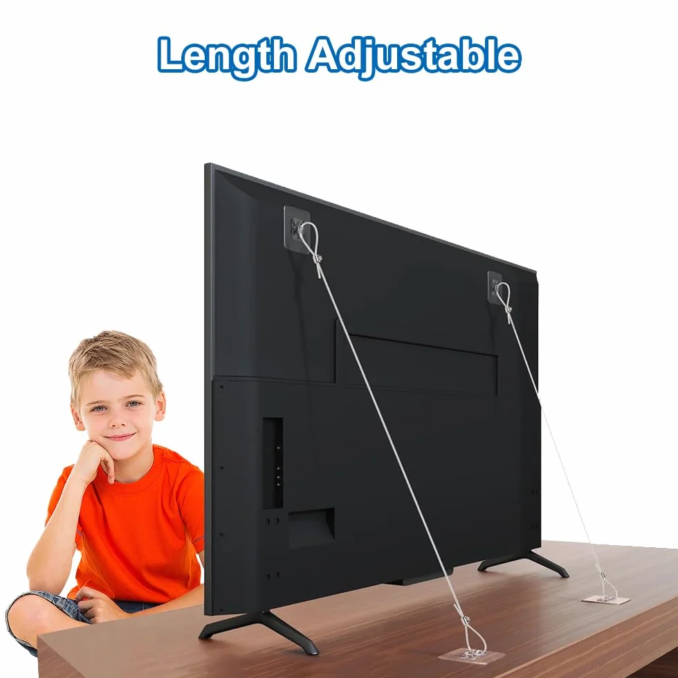 Sangles Anti-Basculement pour TV et Meubles, Sécurité Réglable sans perçage, Fixation Murale